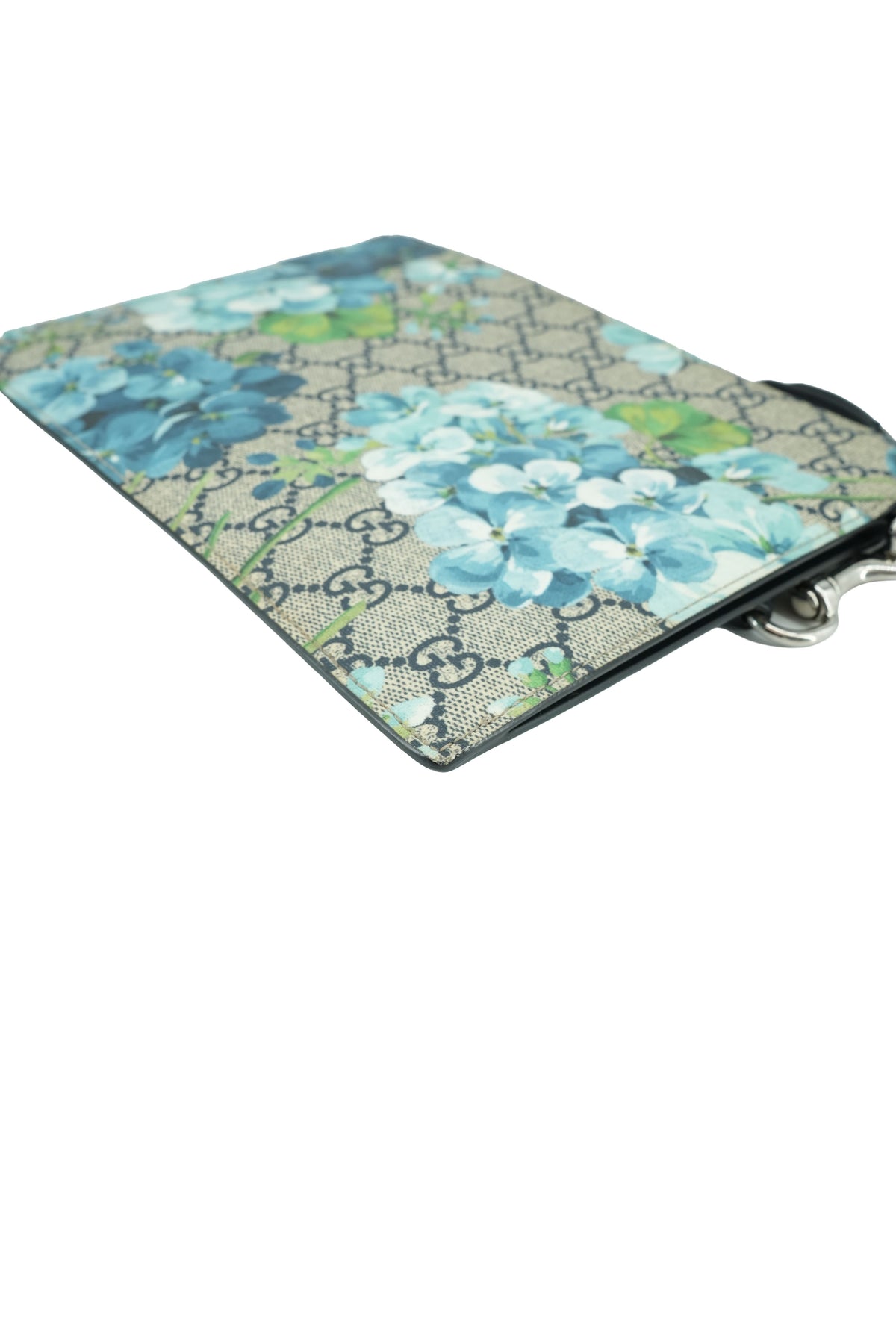 Gucci GG Supreme Blooms blue floral wristlet 546349-1147