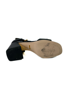 Gucci black leather horsebit heeled sandal size 39.5