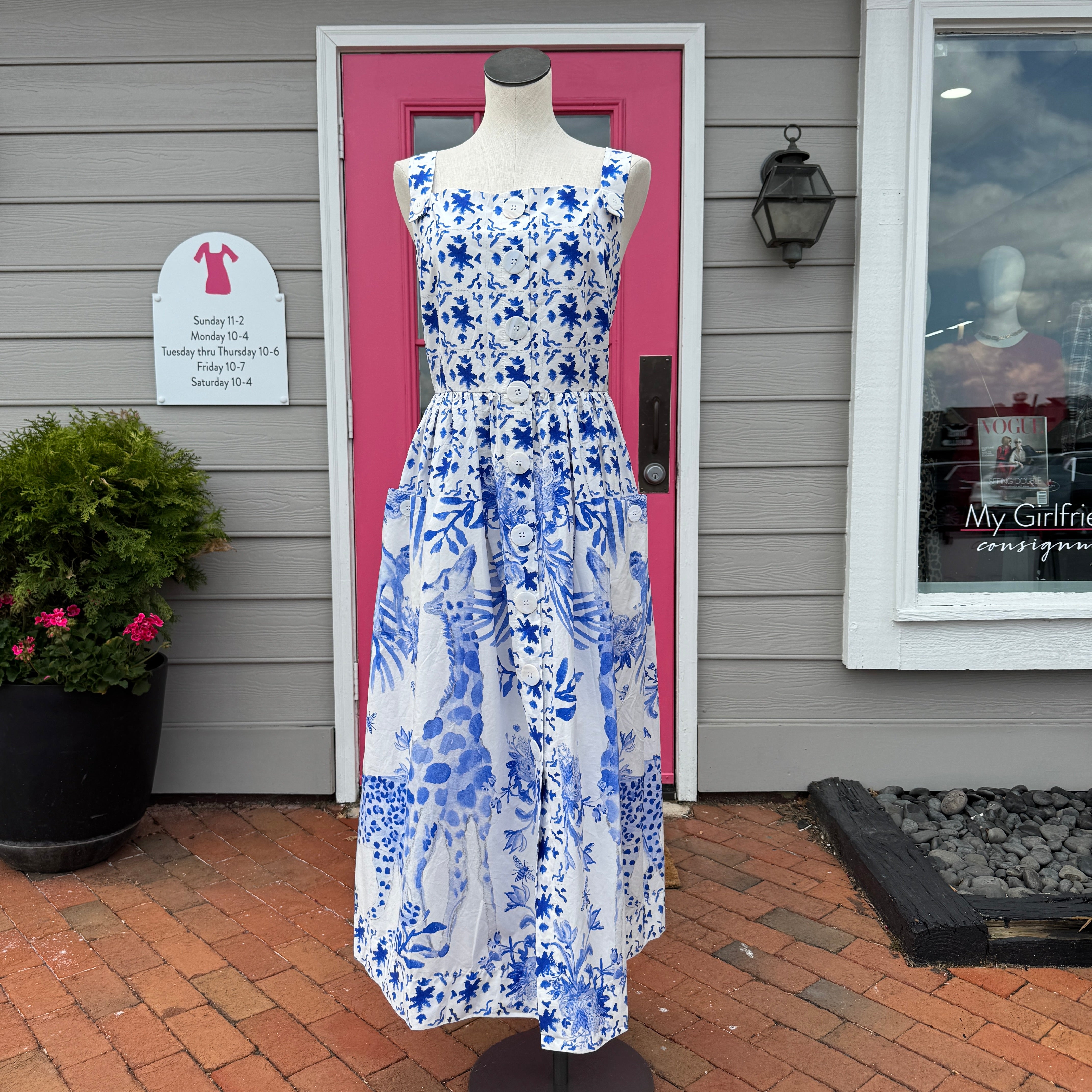 Tuckernuck blue white animal print tank dress size XXL NWT
