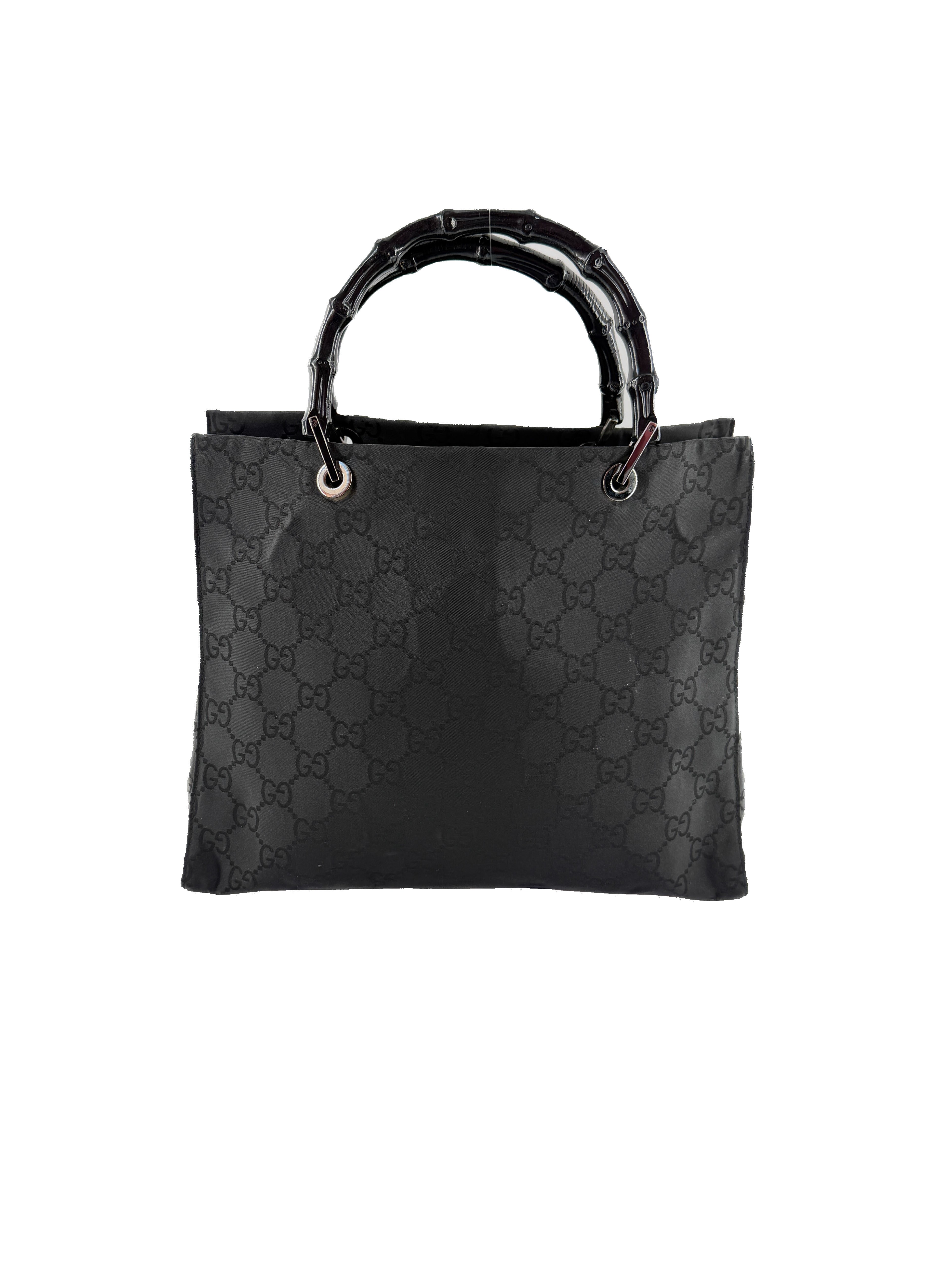 Gucci black GG bamboo handle tote 002.1010002122