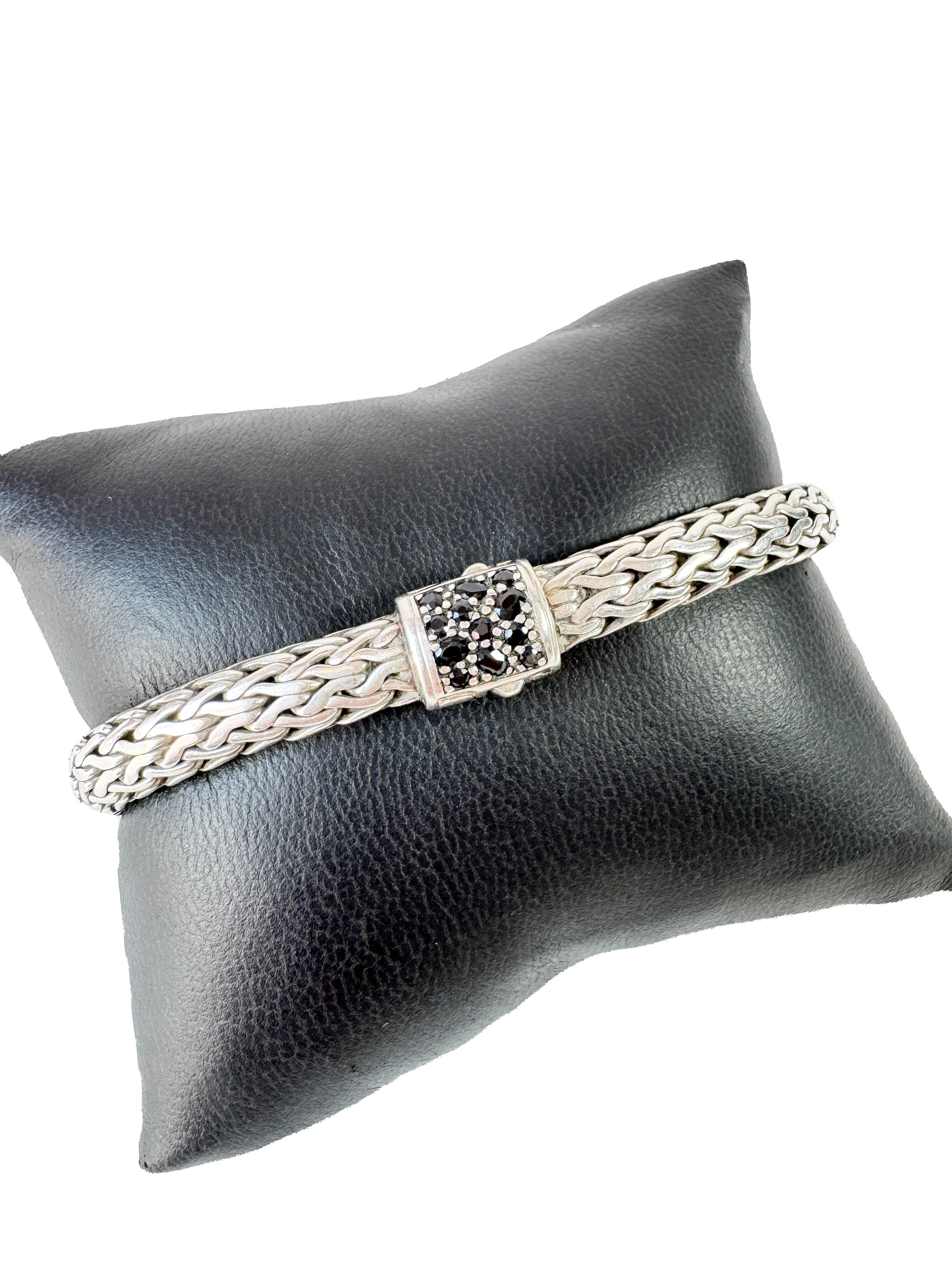 John Hardy sterling silver black sapphires Icon bracelet