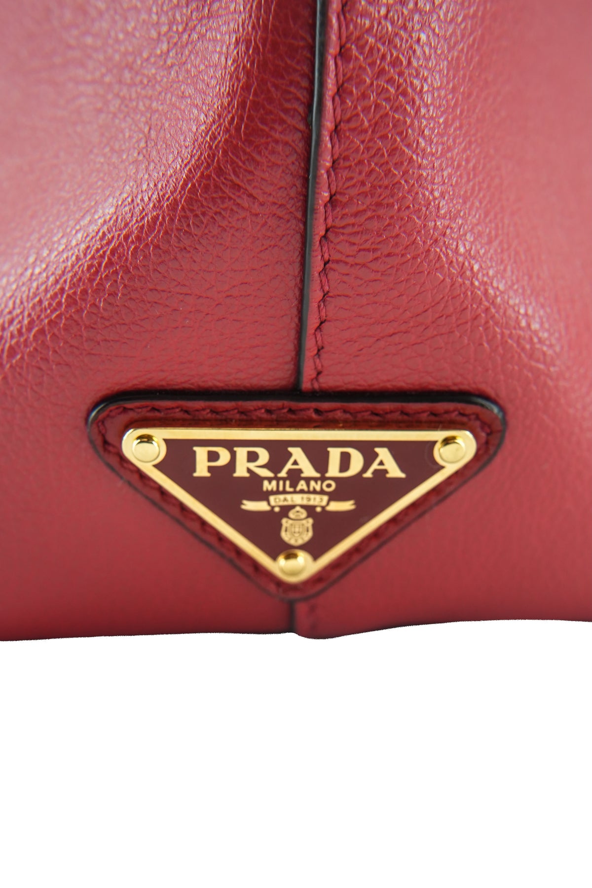 Prada red leather embossed logo satchel 204