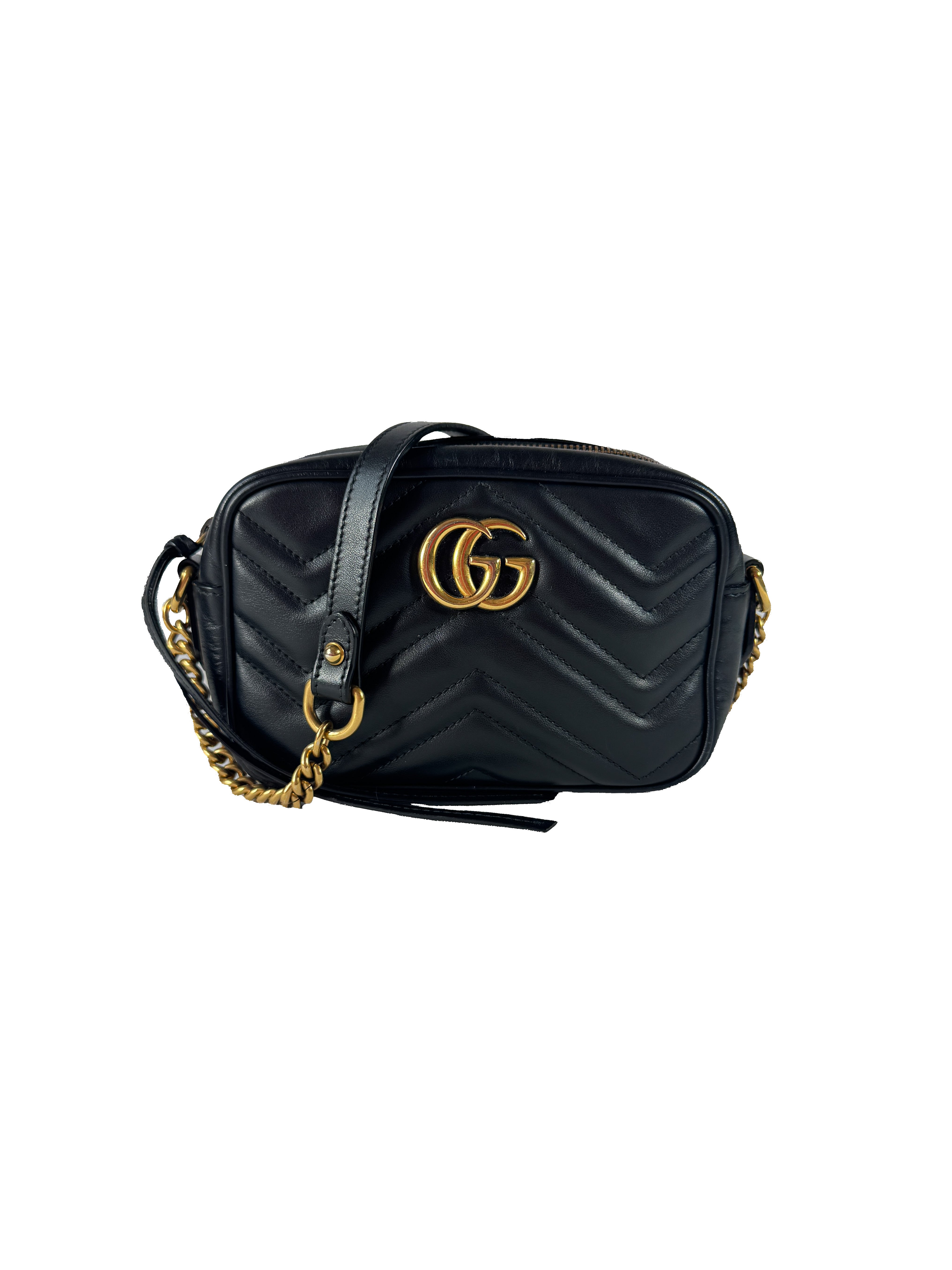 Gucci GG mini Marmont black leather crossbody 0654498879