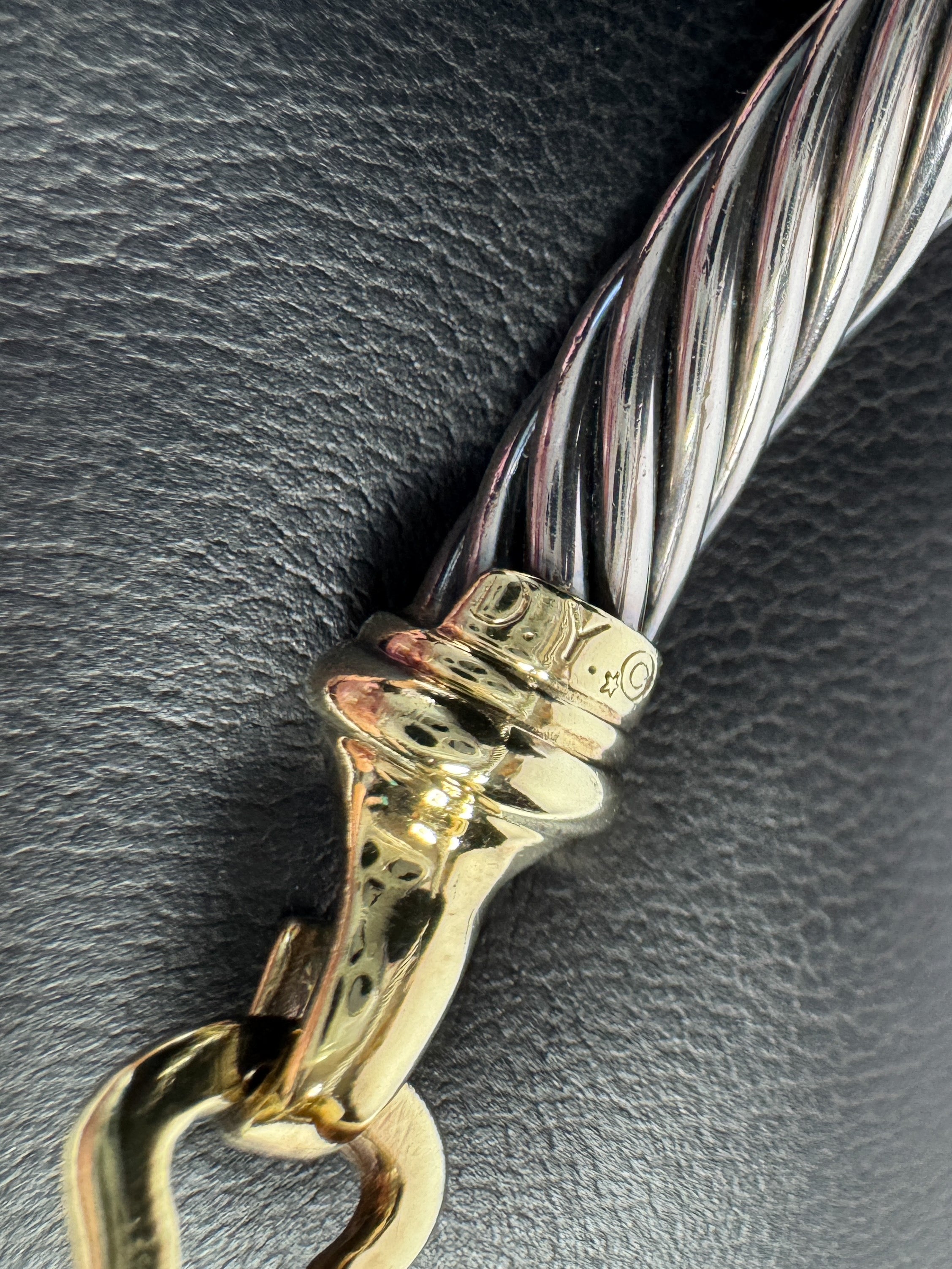 David Yurman sterling silver 14k gold buckle 7mm cable bracelet