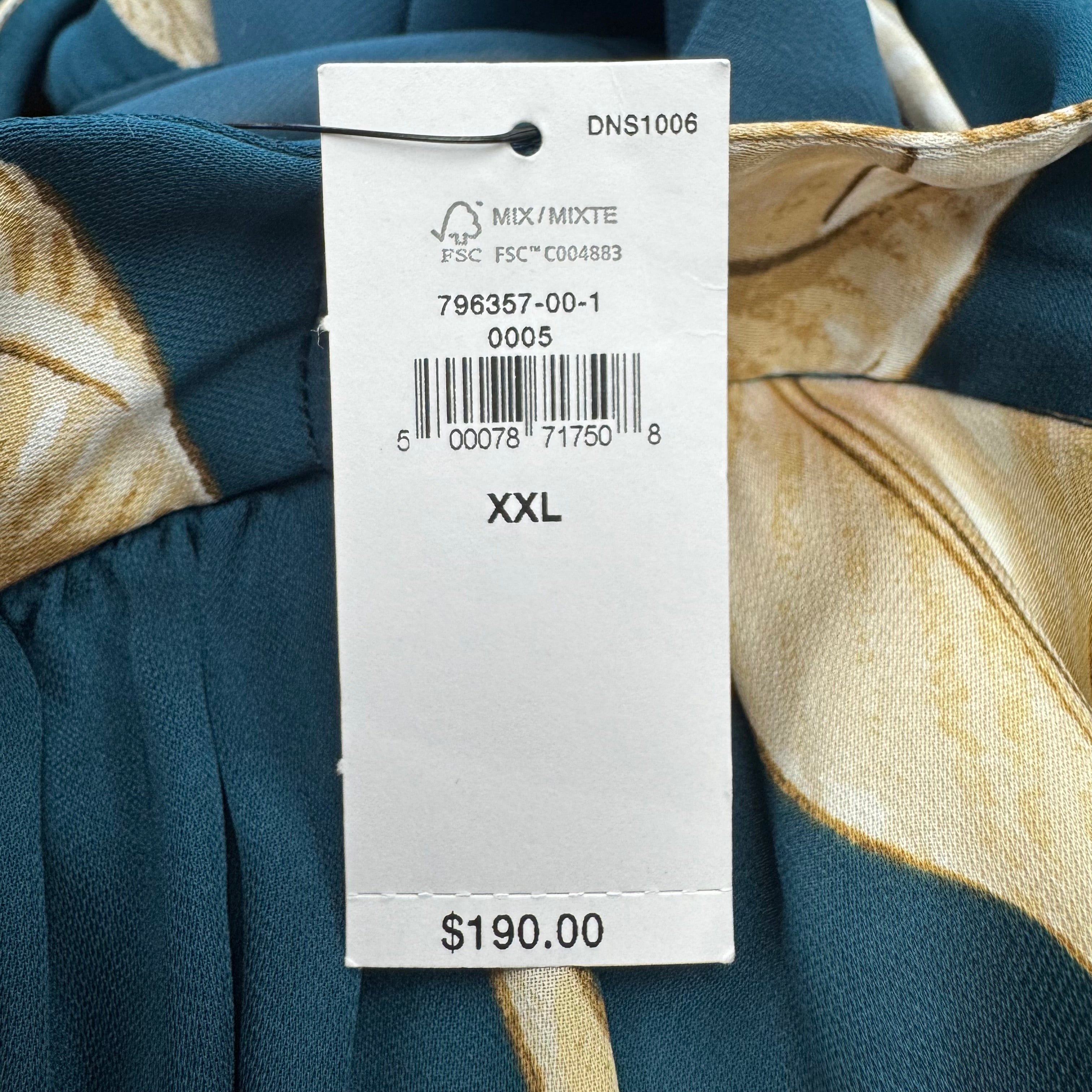 Banana Republic teal leaf print wrap tunic size XXL NWT