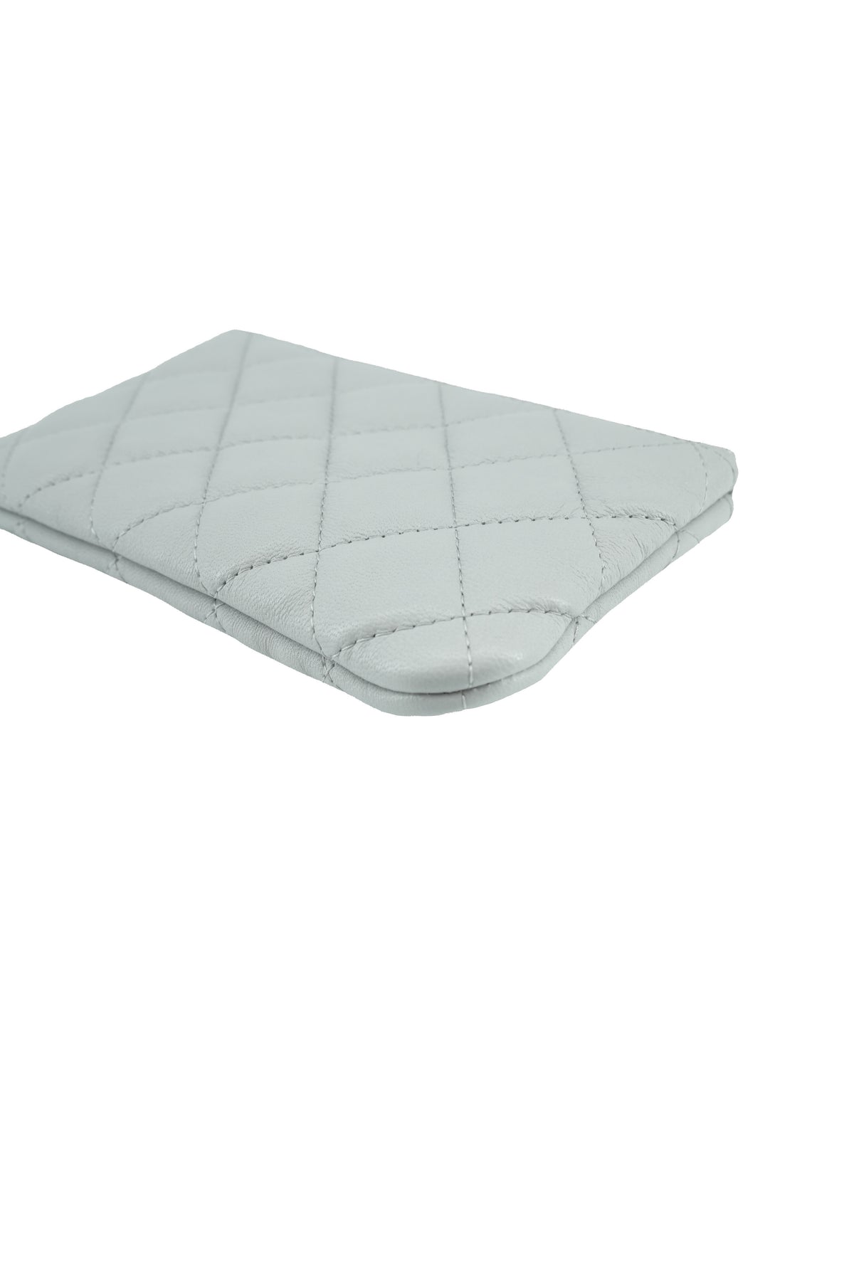 Chanel light gray quilted small cosmetic pouch NEW 29139369