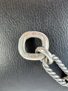 David Yurman sterling silver, quartz, black diamond Figaro chain bracelet