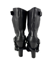 Miu Miu black leather heeled moto boots size 38