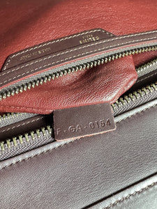 Celine burgundy, pink, and orange leather/pony hair Luggage micro F-GA-0154