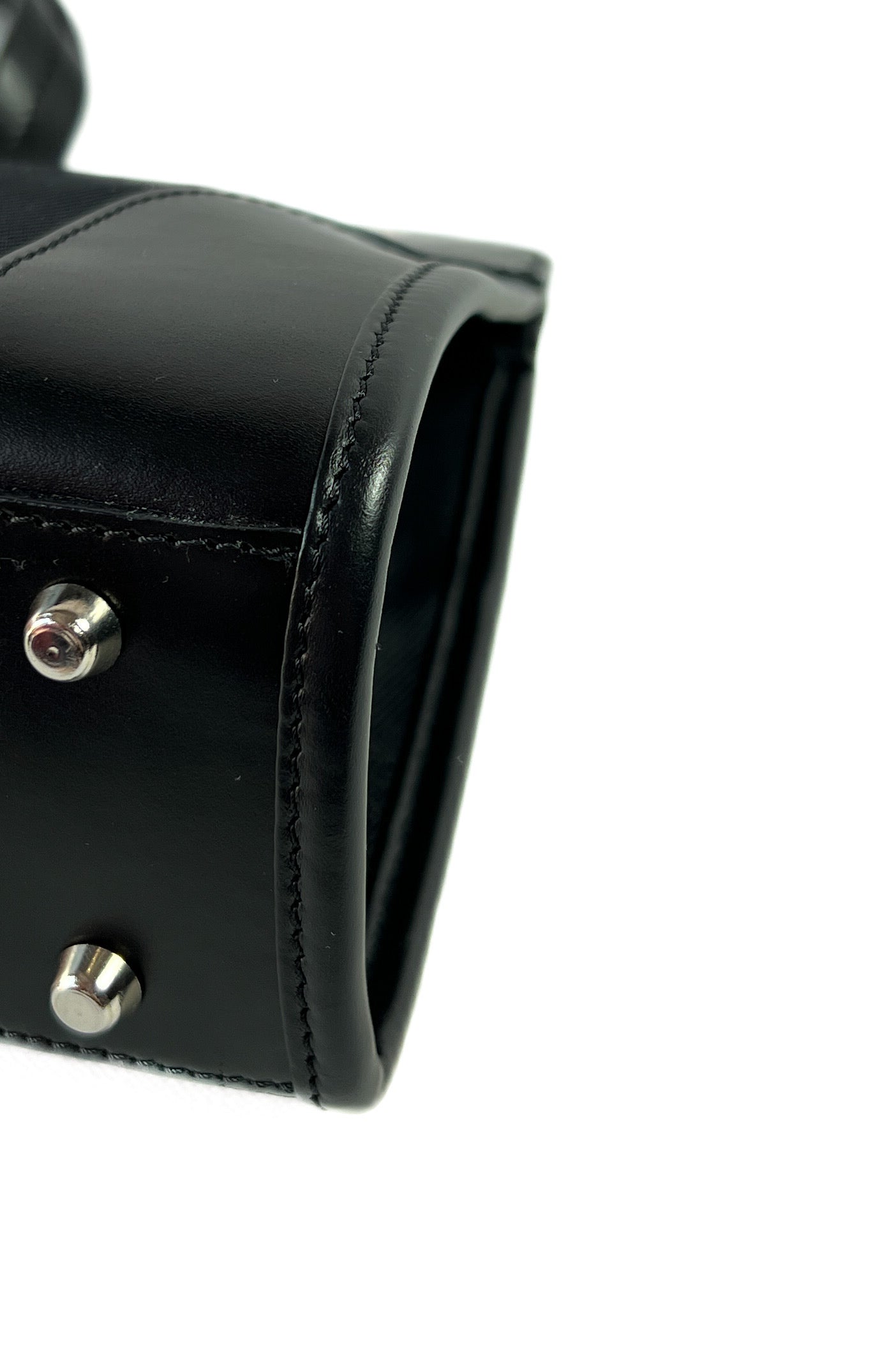 Emporio Armani black canvas leather top handle bag