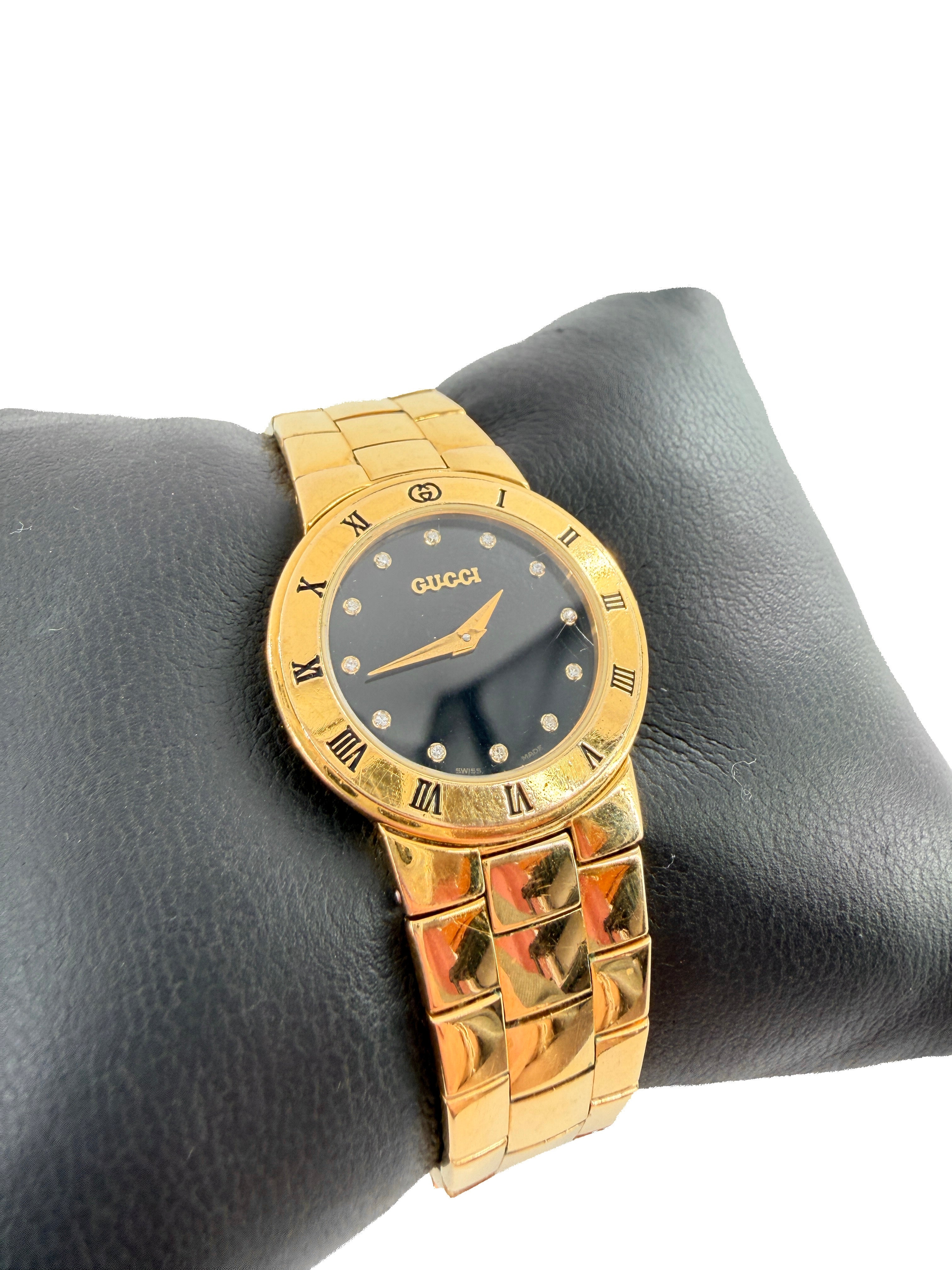 Gucci gold tone diamond watch 3400M 004953