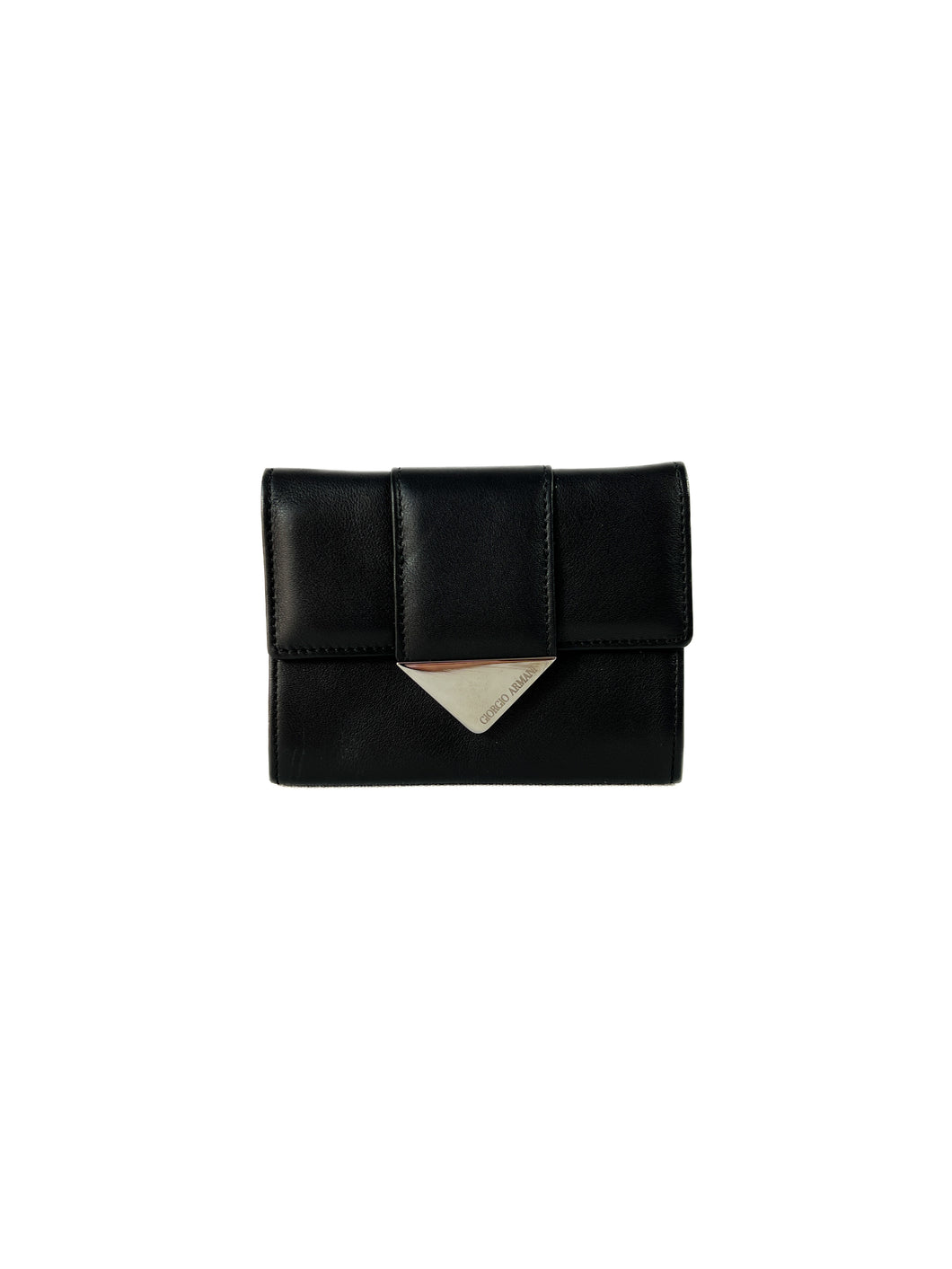 Giorgio Armani black leather card holder keychain