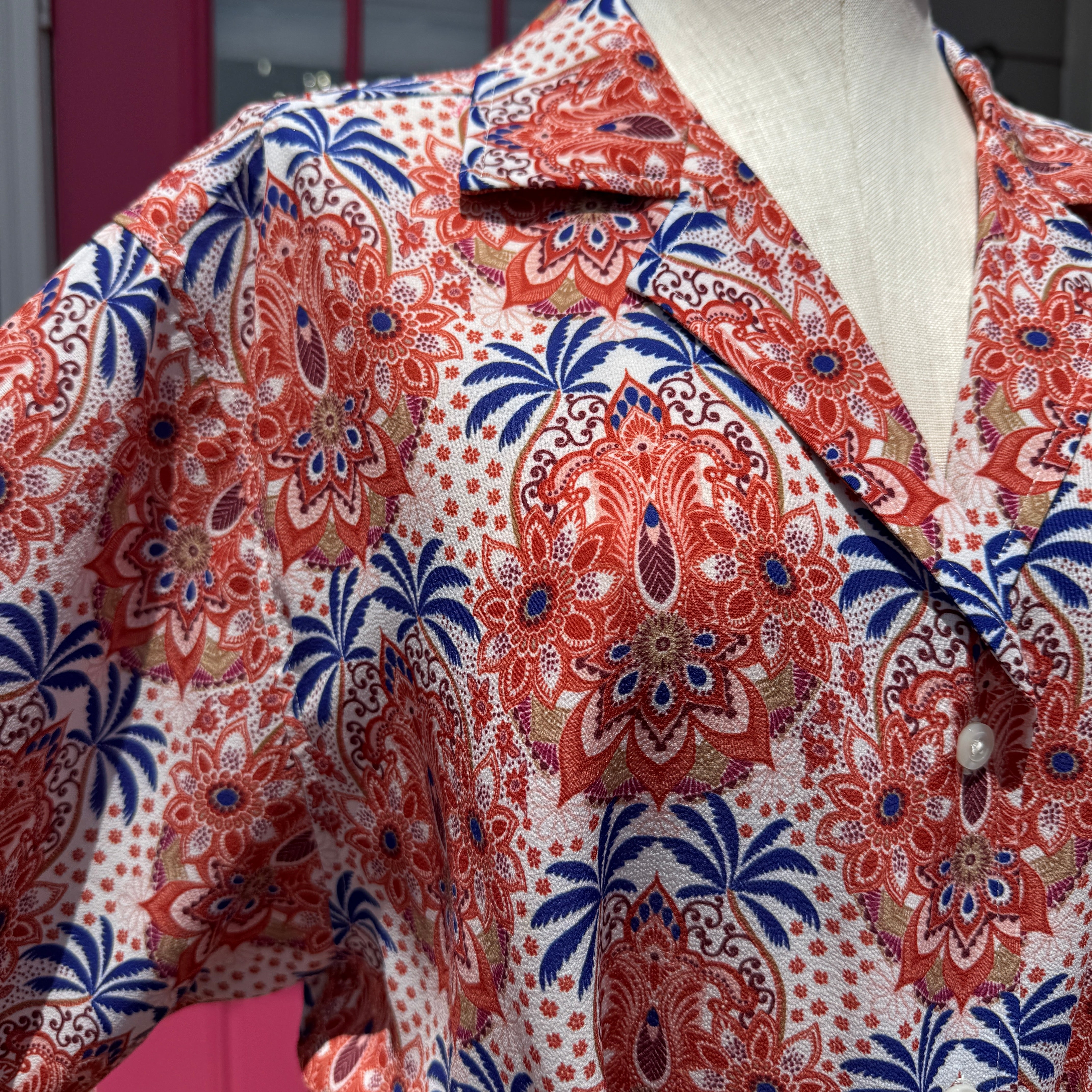 Cara Cara orange print short sleeve shirt dress size M/L