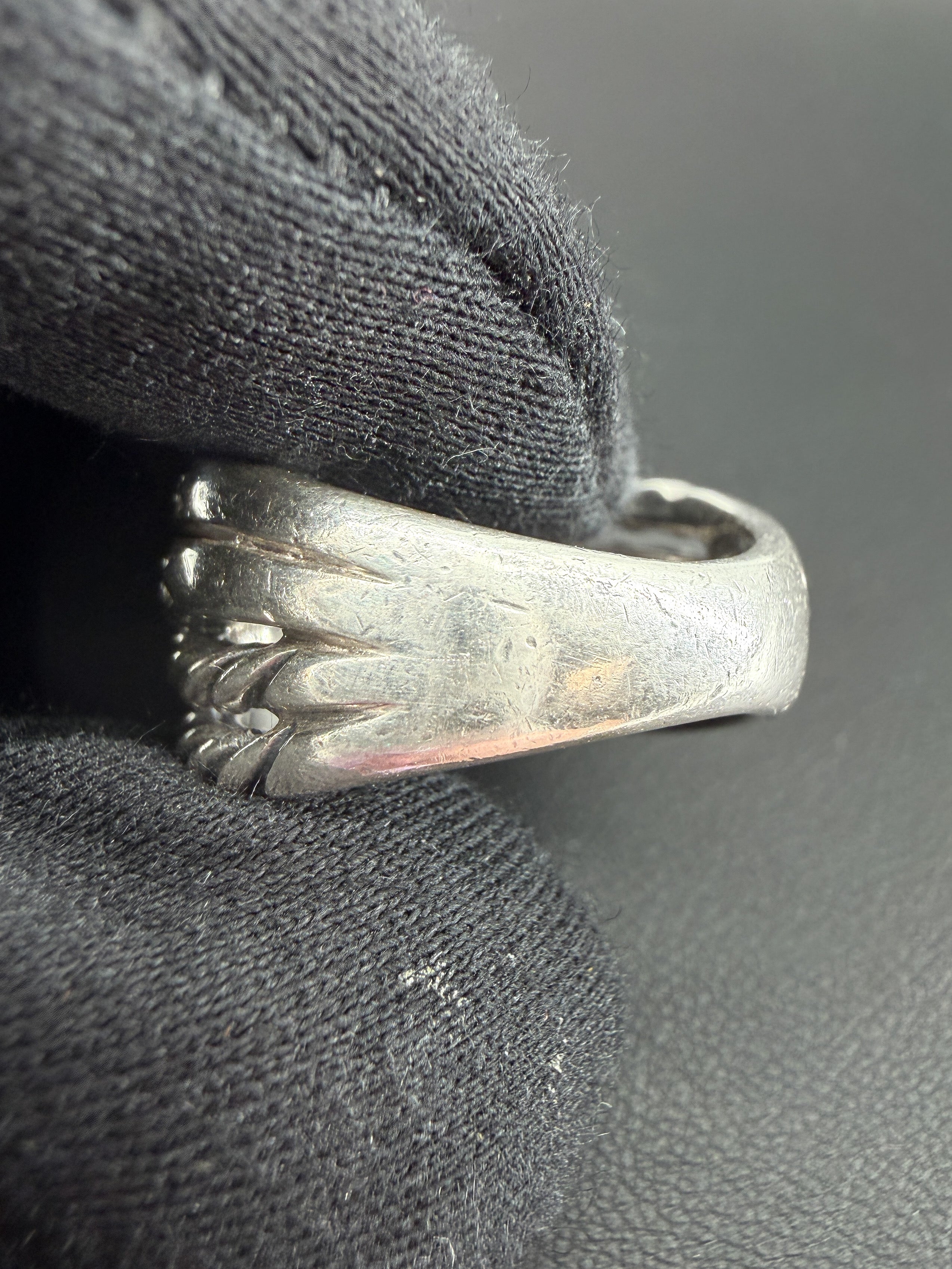 David Yurman sterling silver, black diamonds, diamond crossover ring