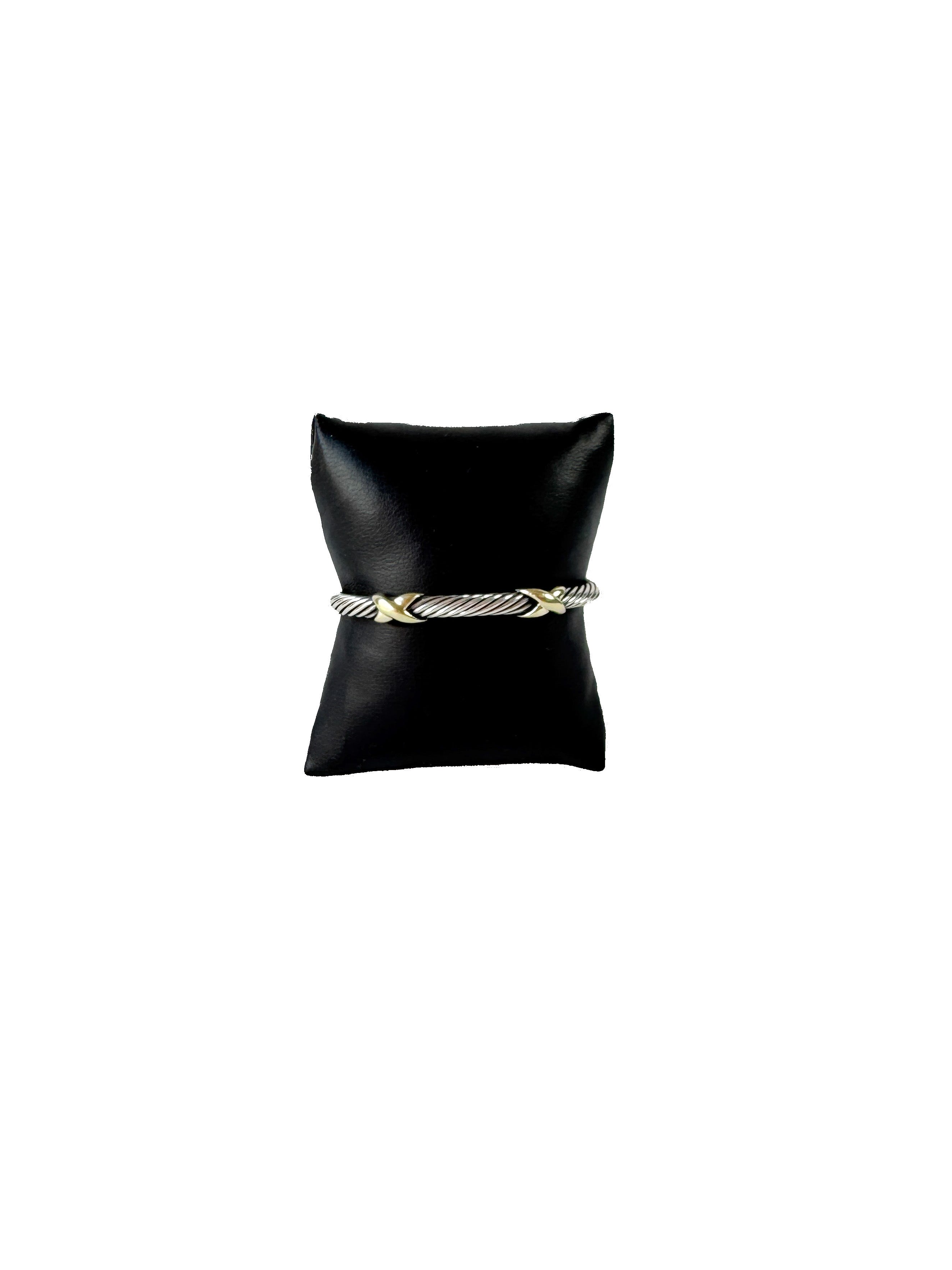David Yurman classic double X sterling silver & gold cable cuff bracelet