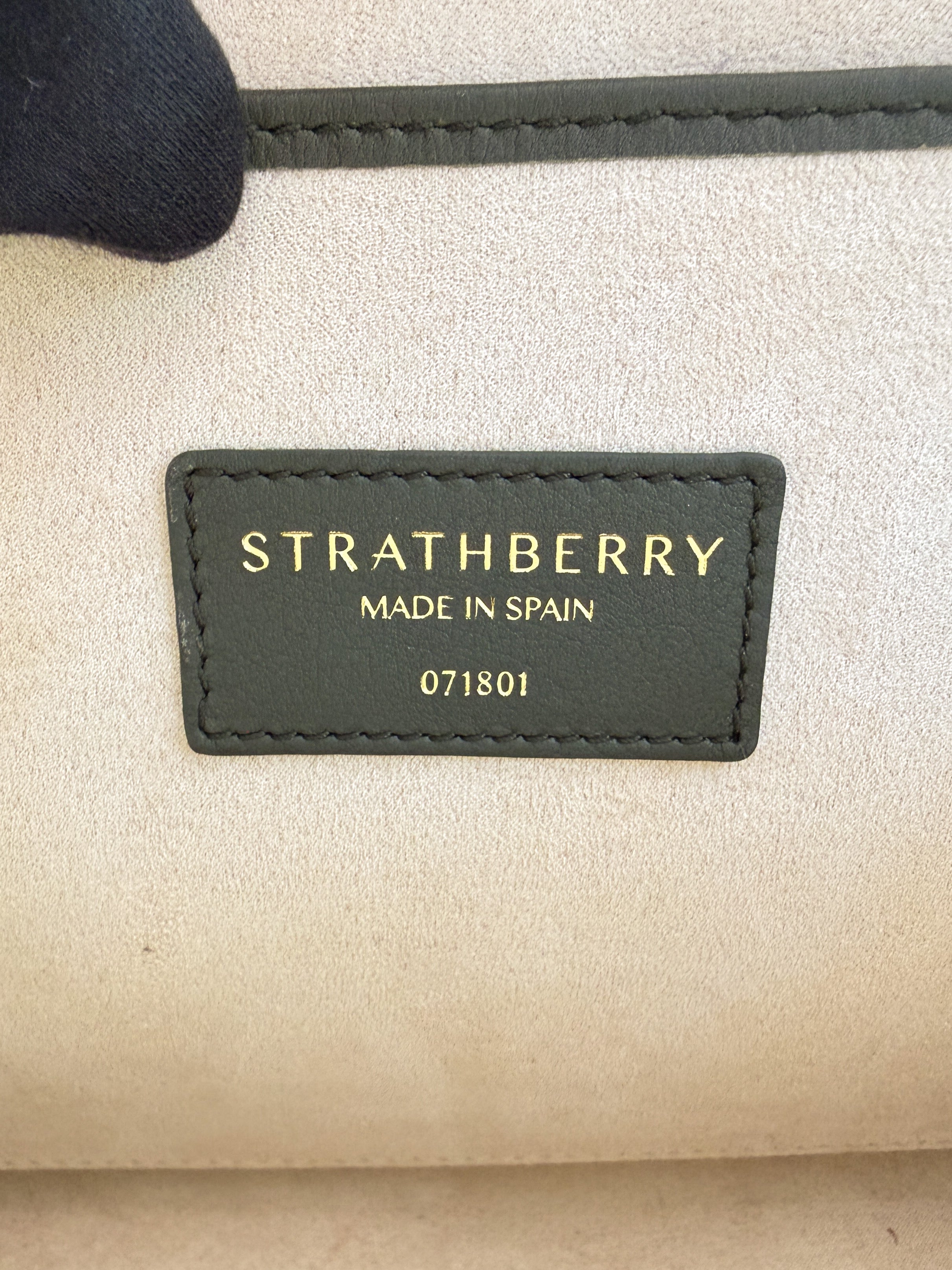 Strathberry olive cream leather Midi tote 071801