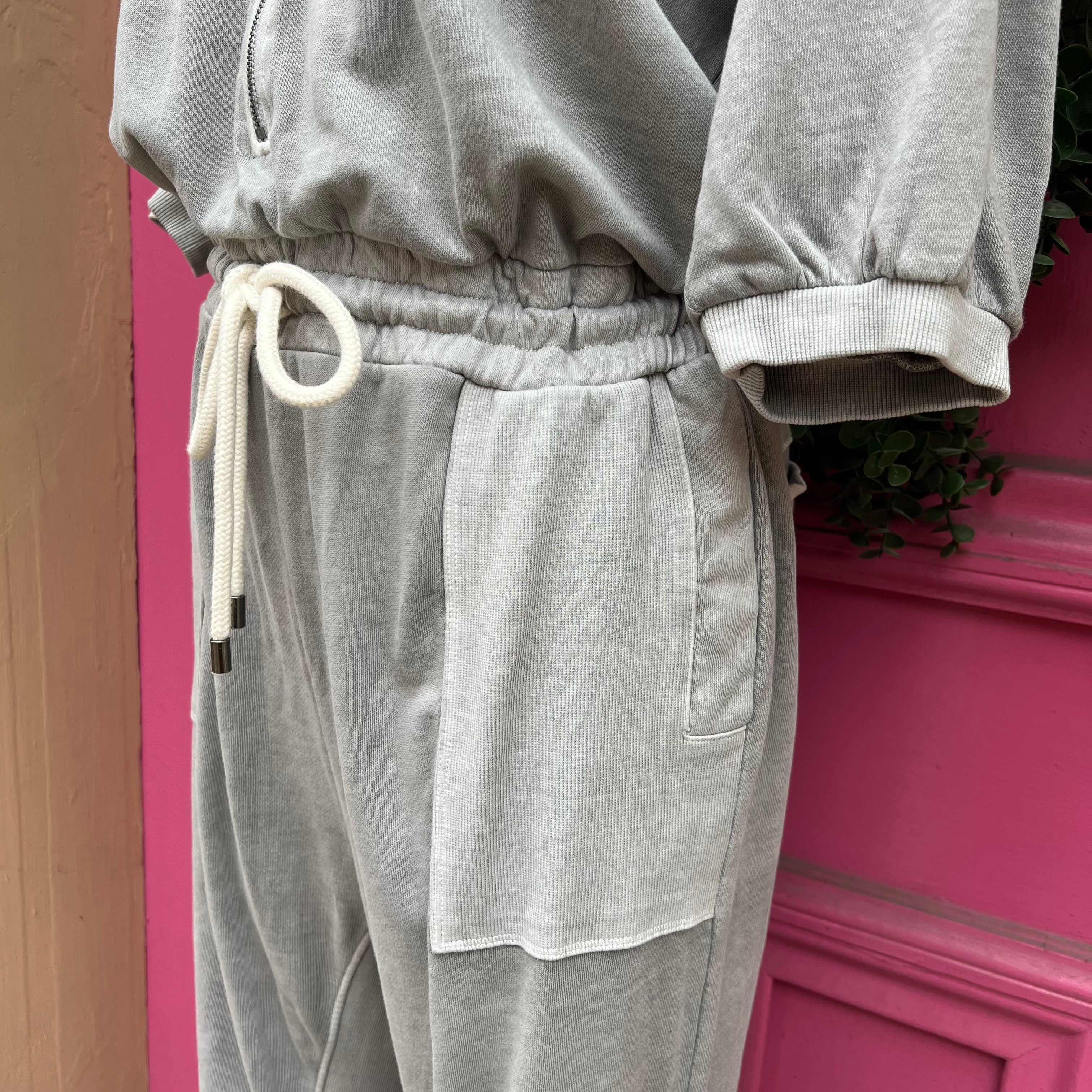 Grey State gray short sleeve jumpsuit size L NWT