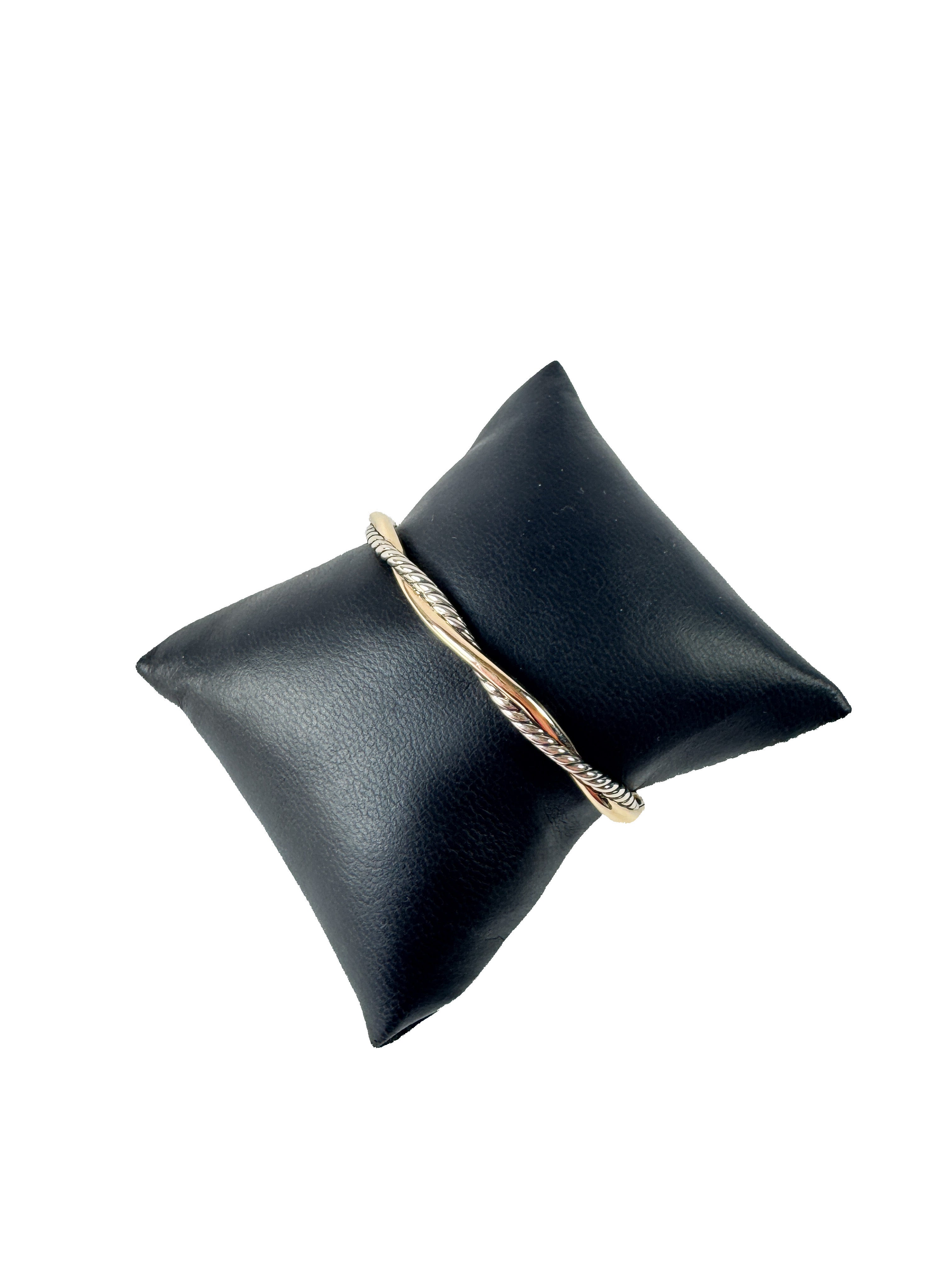 David Yurman sterling silver, 14k gold petite infinity 4.4 MM bangle NEW retail $1550