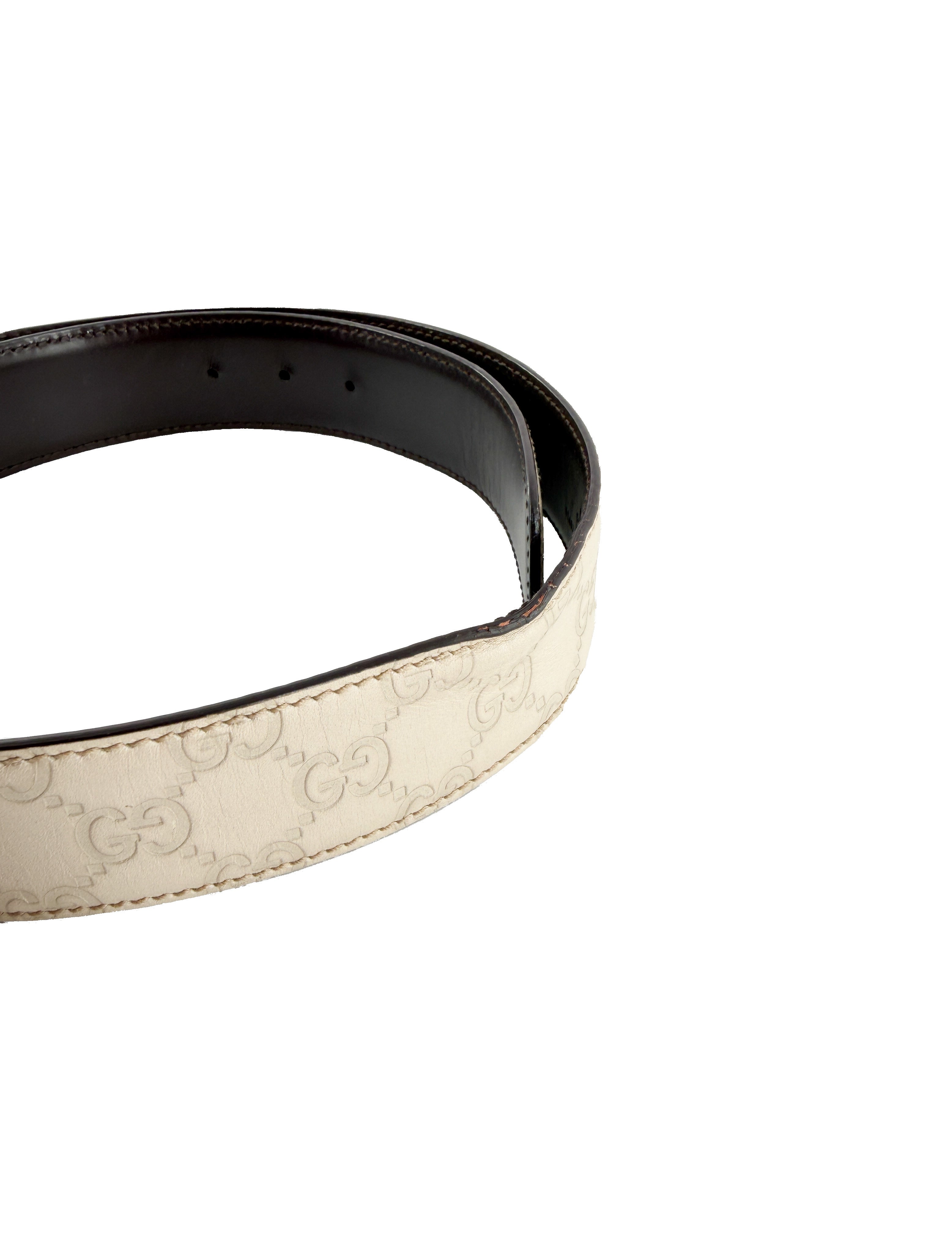 Gucci off white Guccissima leather belt size 90/36