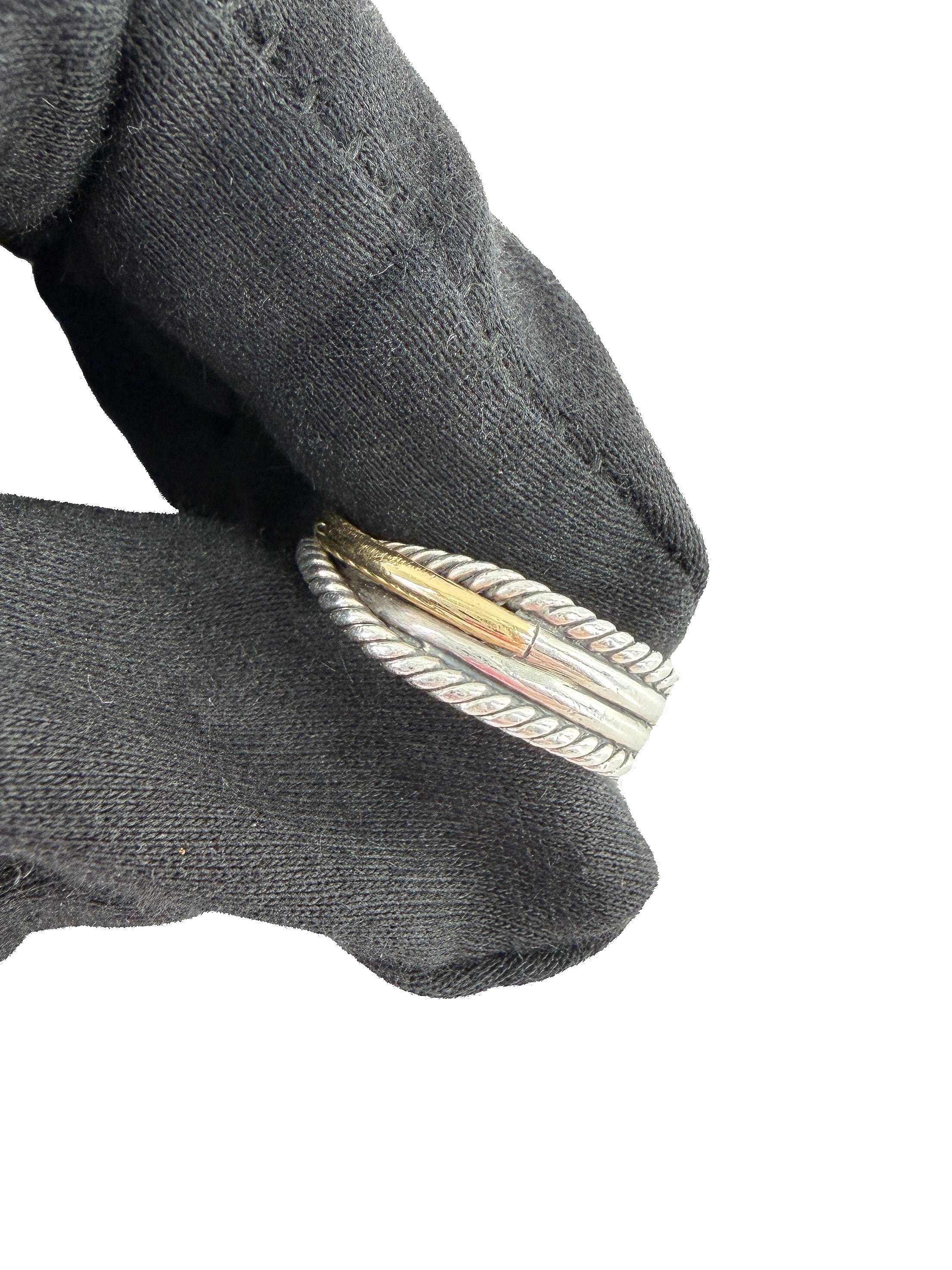 David Yurman sterling silver, yellow gold crossover ring 6.8MM