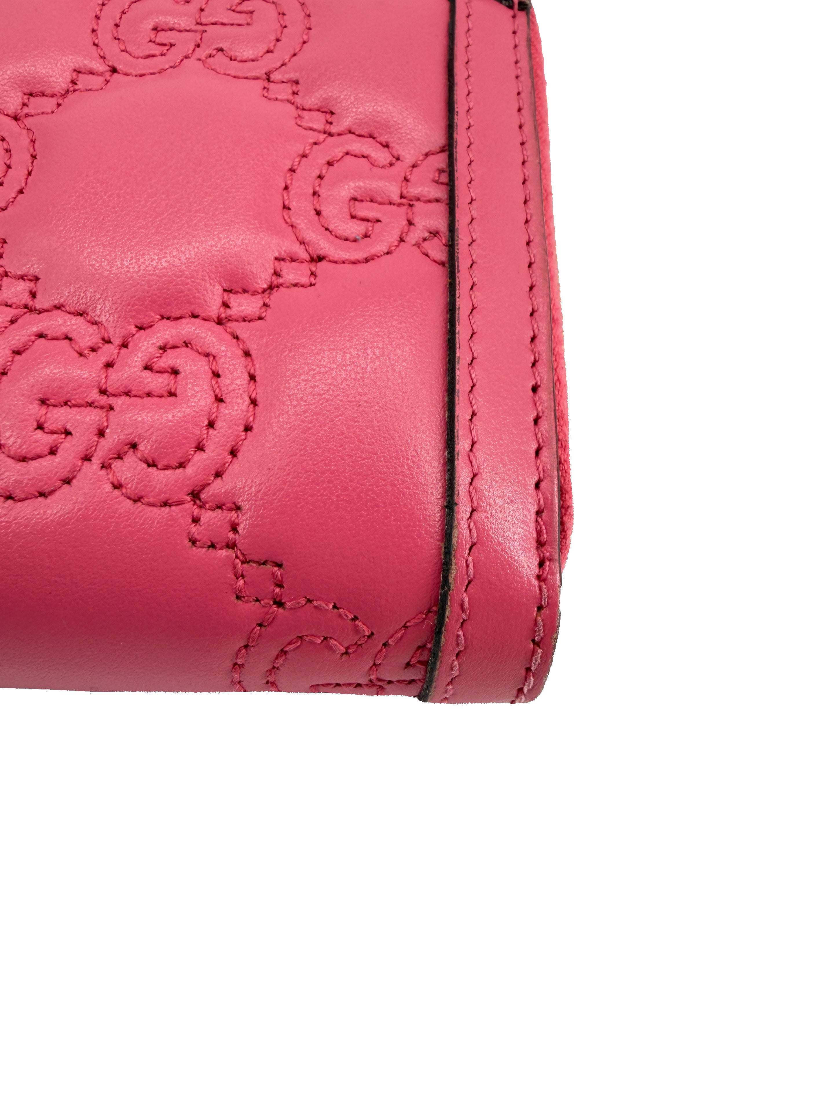 Gucci hot pink Marmont Matelassé ZA wallet 723784-1147 BOX