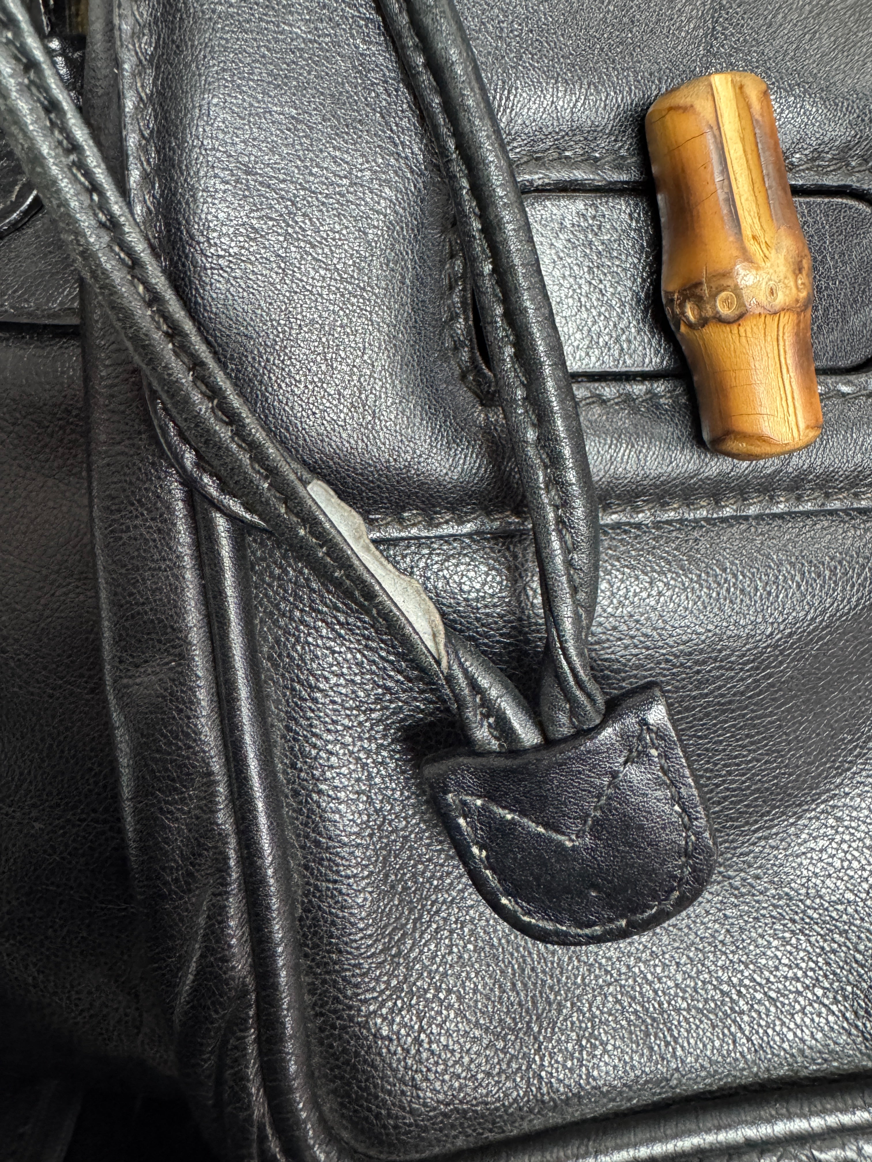 Gucci black Bamboo handle backpack 3580016