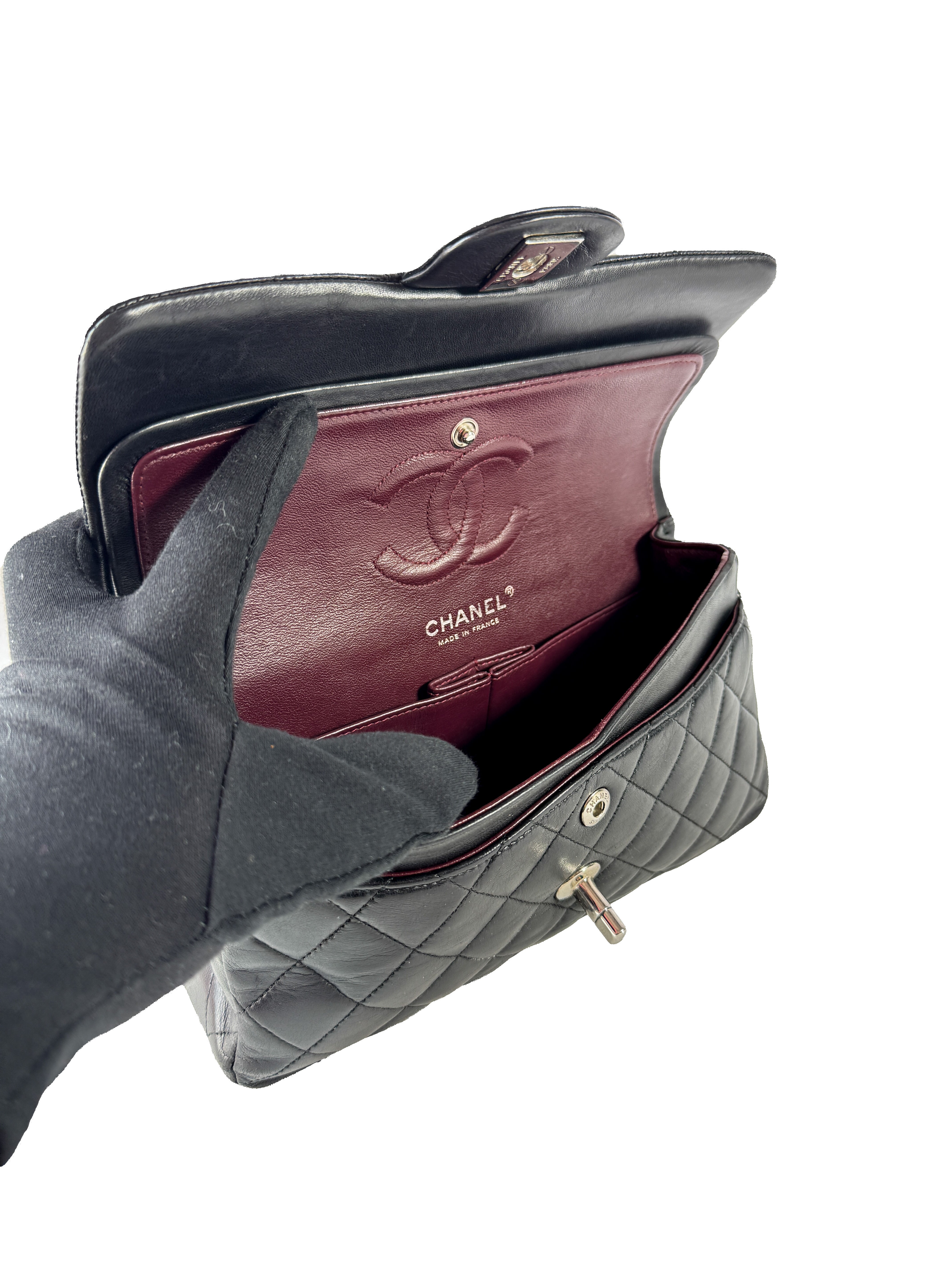 Chanel black classic small lambskin double flap 16299499