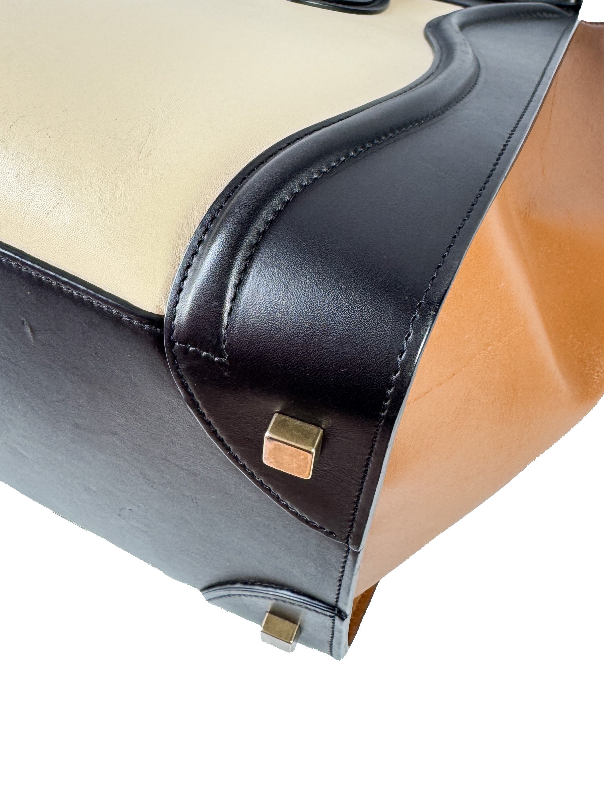 Celine Tricolor cream/black/brown Luggage Bag Leather Mini F-CU-0144