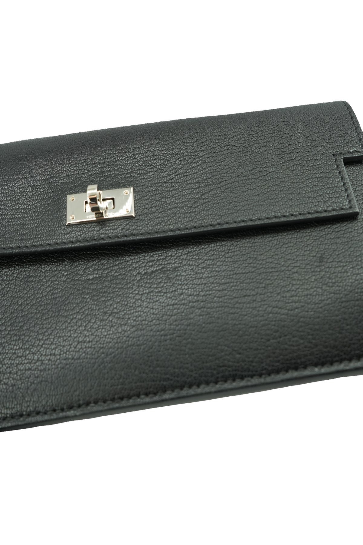 Hermès black Chevre Leather Kelly Pocket Madame Long Wallet