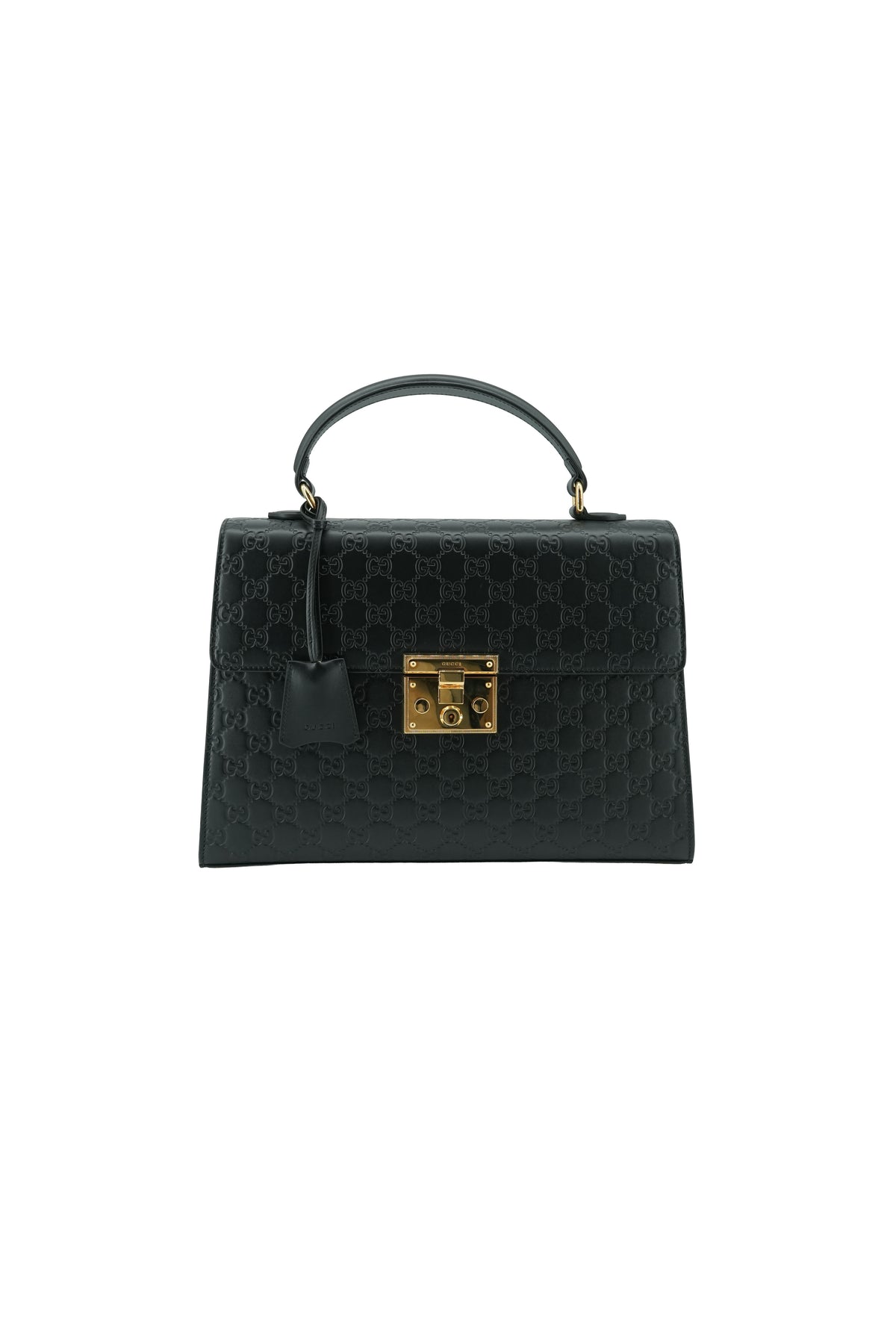 Gucci black GG padlock top handle bag 428208 520981