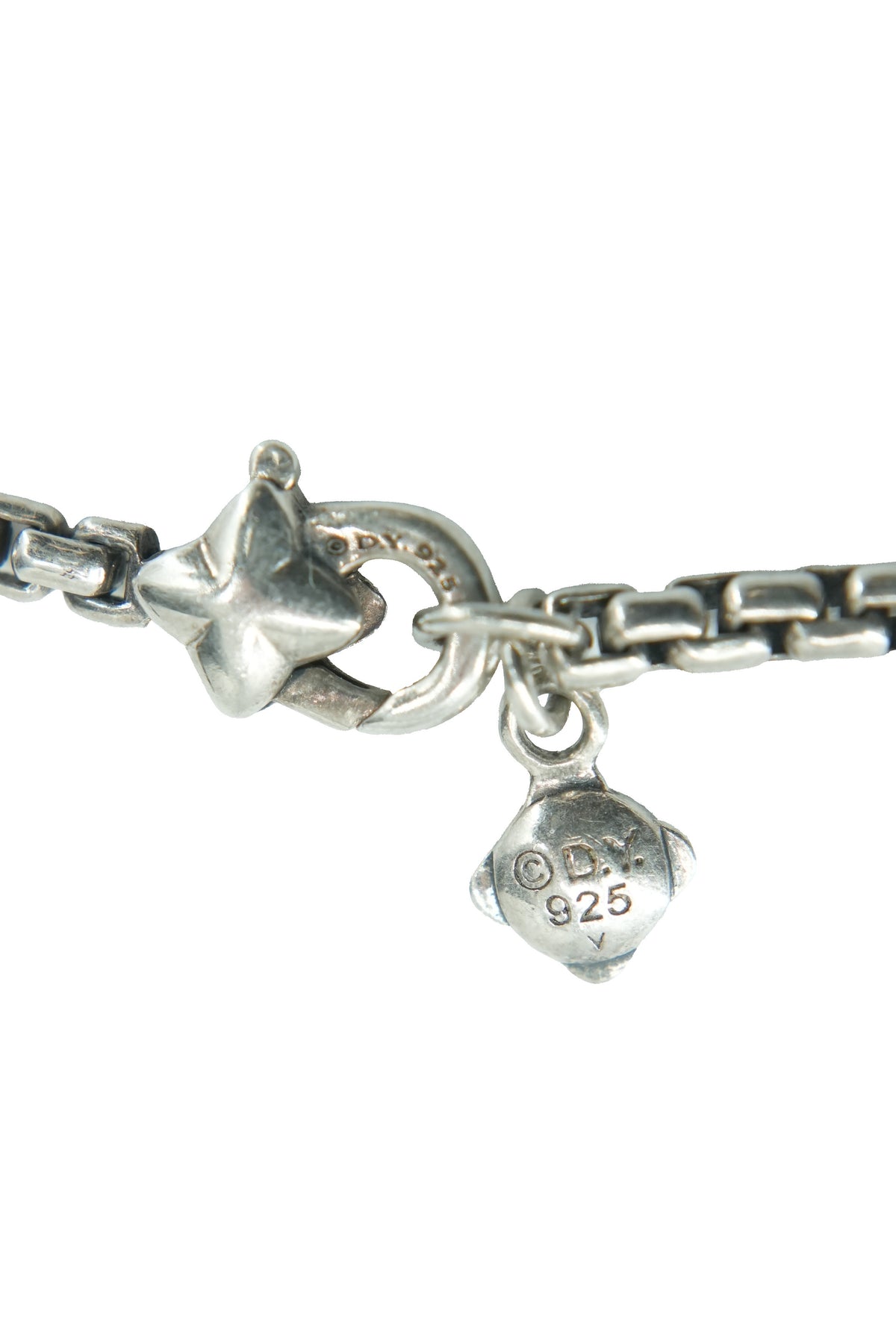 David Yurman sterling silver black diamond Metro bar box chain necklace