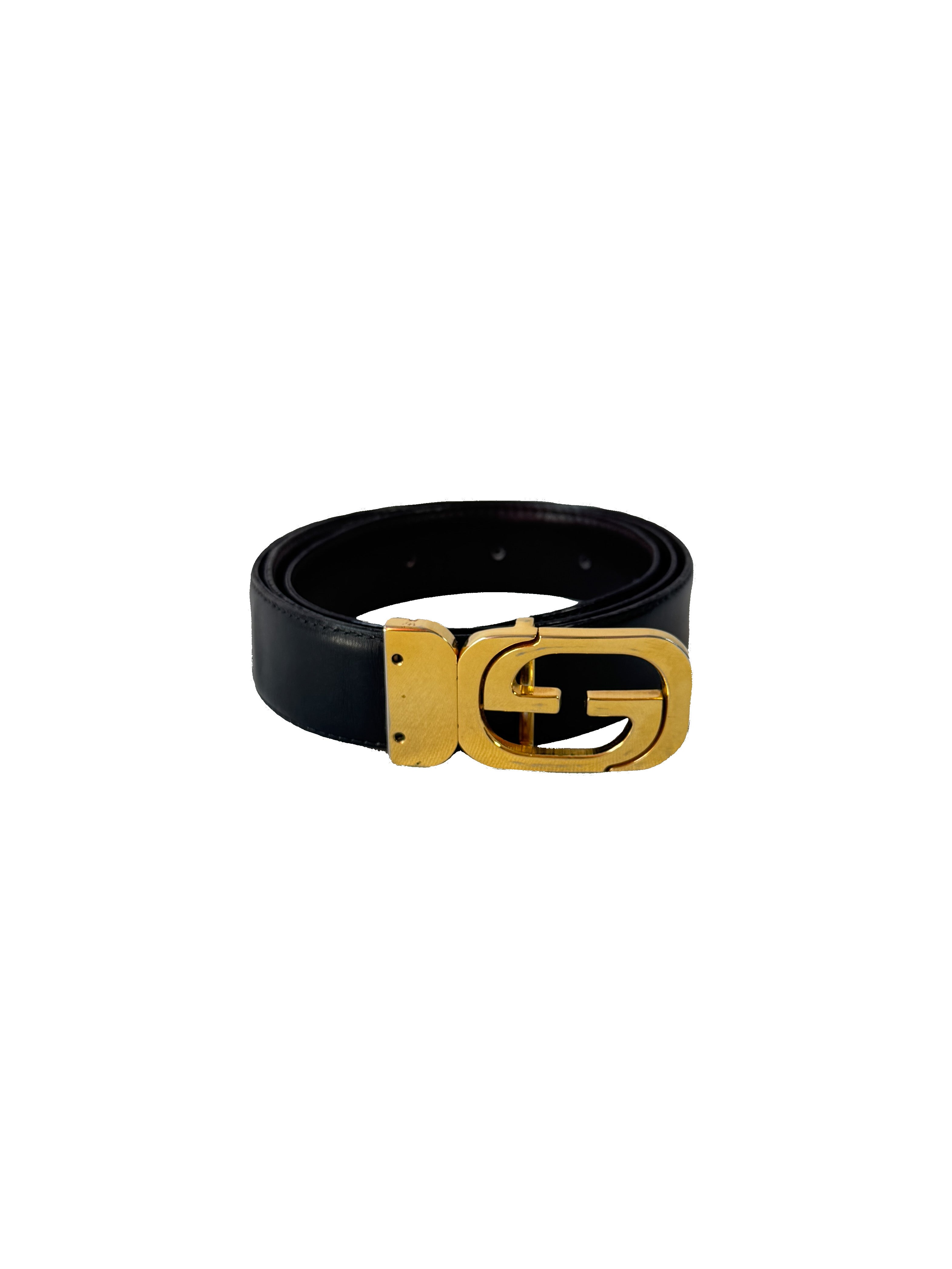 Gucci vintage black/brown leather reversible belt