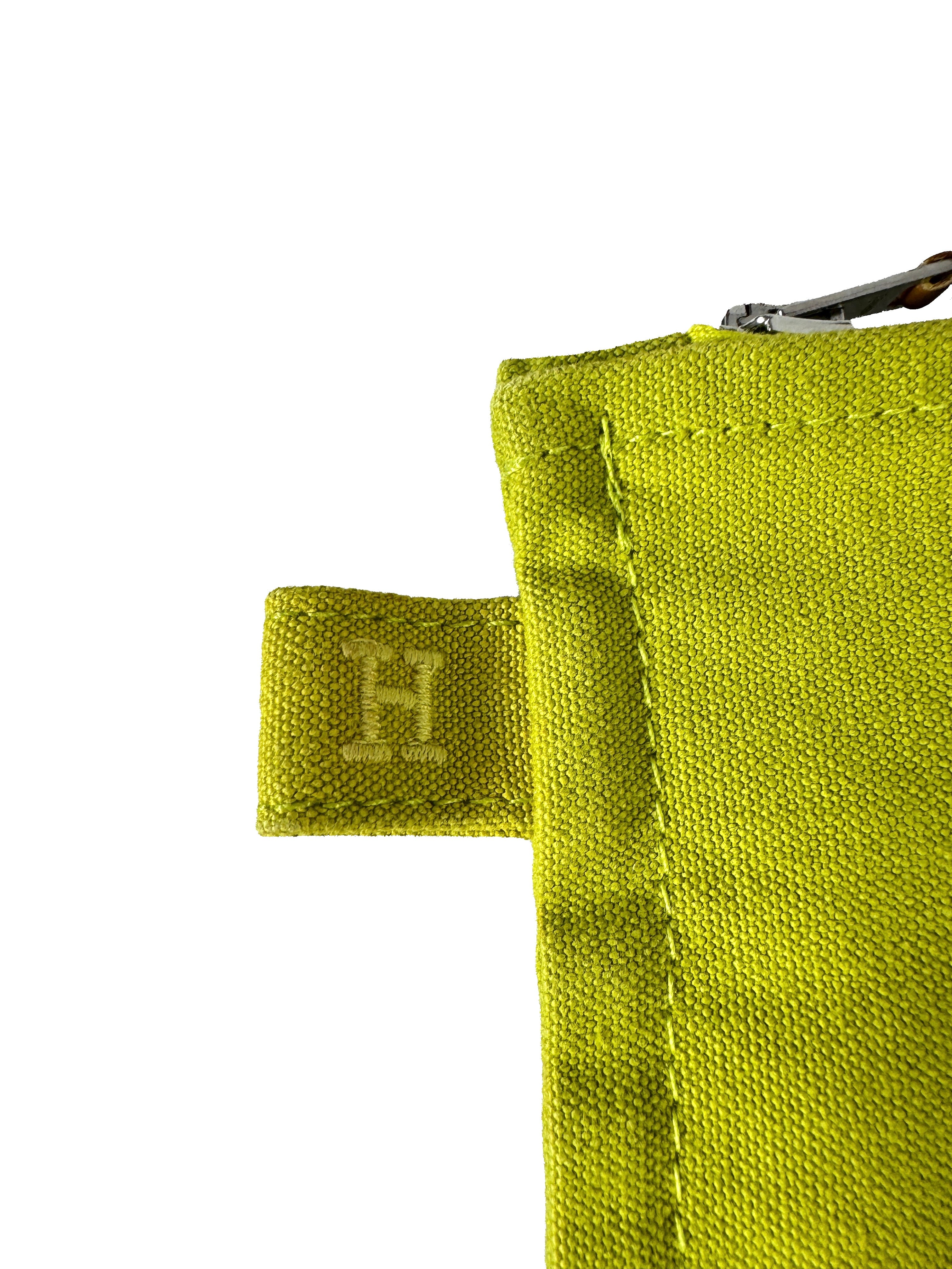 Hermès lime green Bora Bora travel pouch set