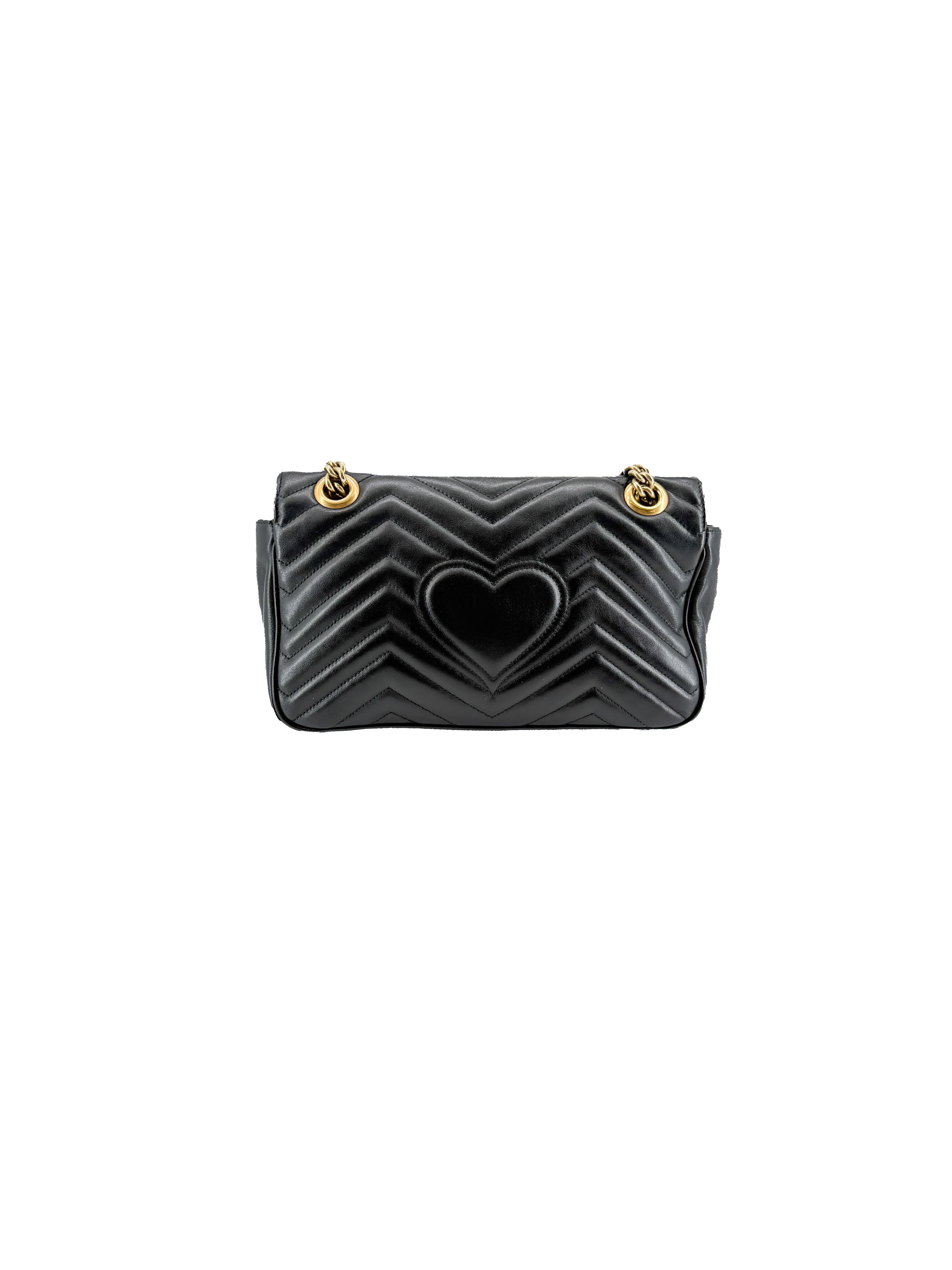 Gucci black quilted small Marmont flap shoulder bag 443497