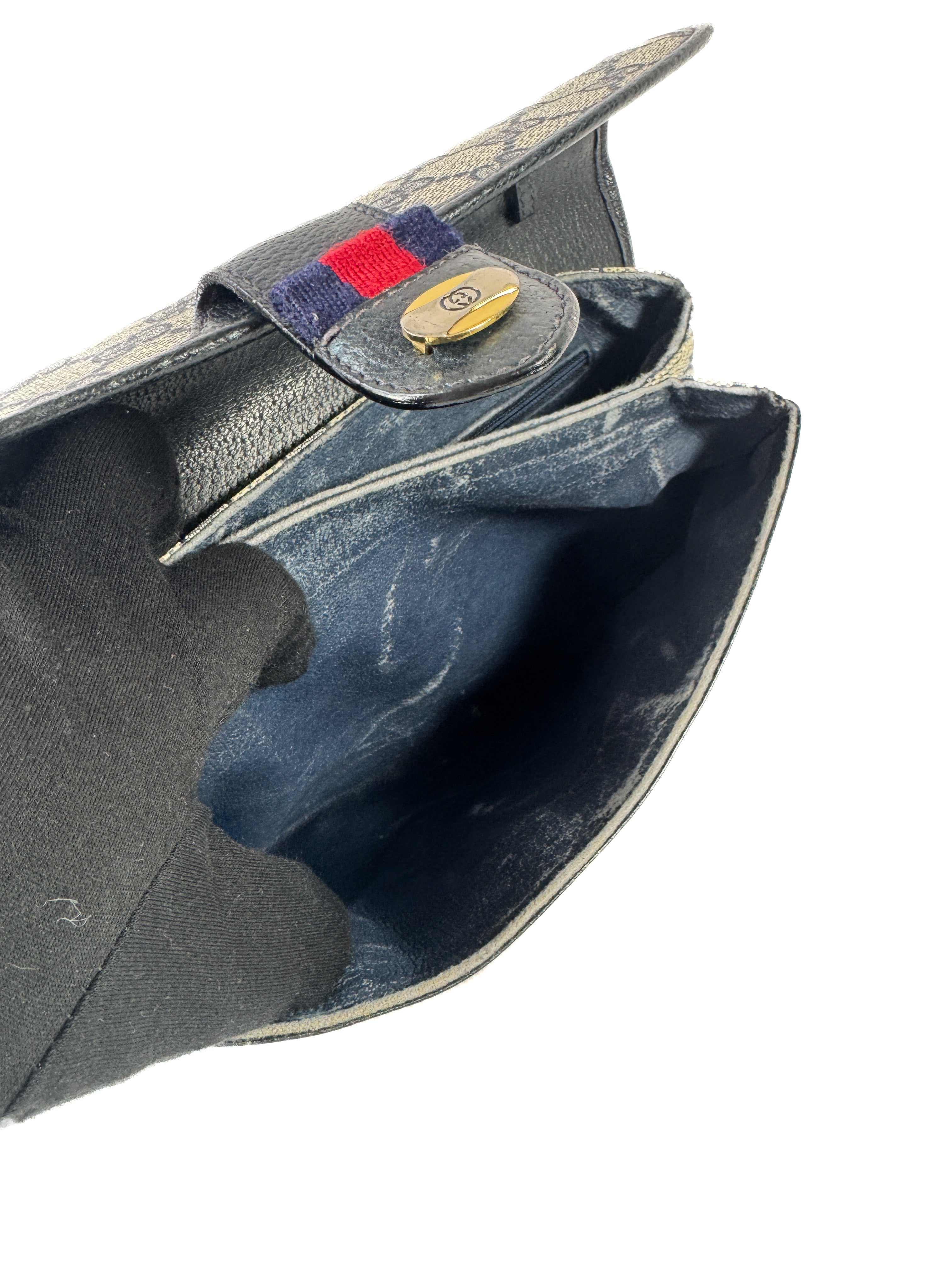 Gucci navy vintage GG shoulder bag 10-02-051