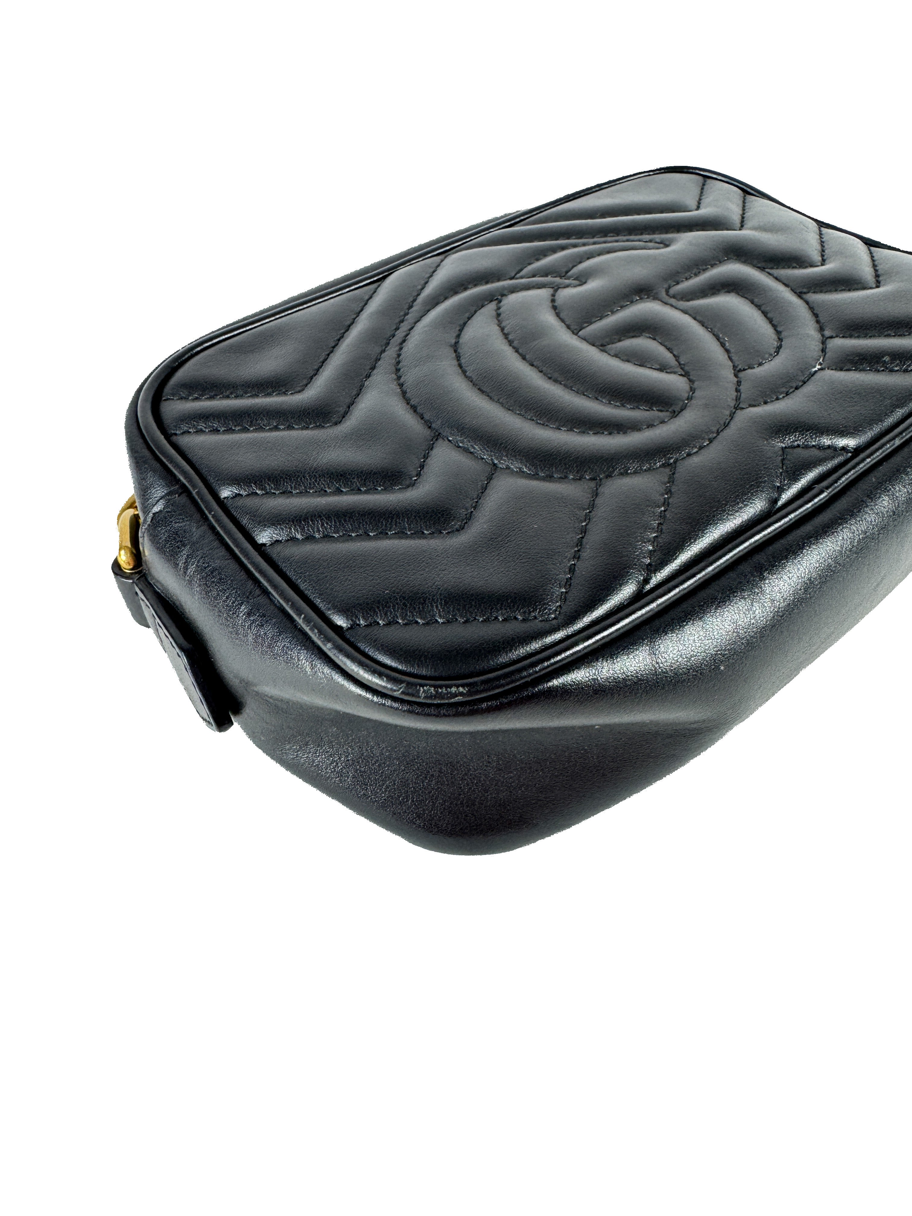 Gucci GG mini Marmont black leather crossbody 0654498879