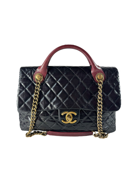 m　CHANEL Chanel black/burgundy leather medium Castle Rock flap bag 23207144