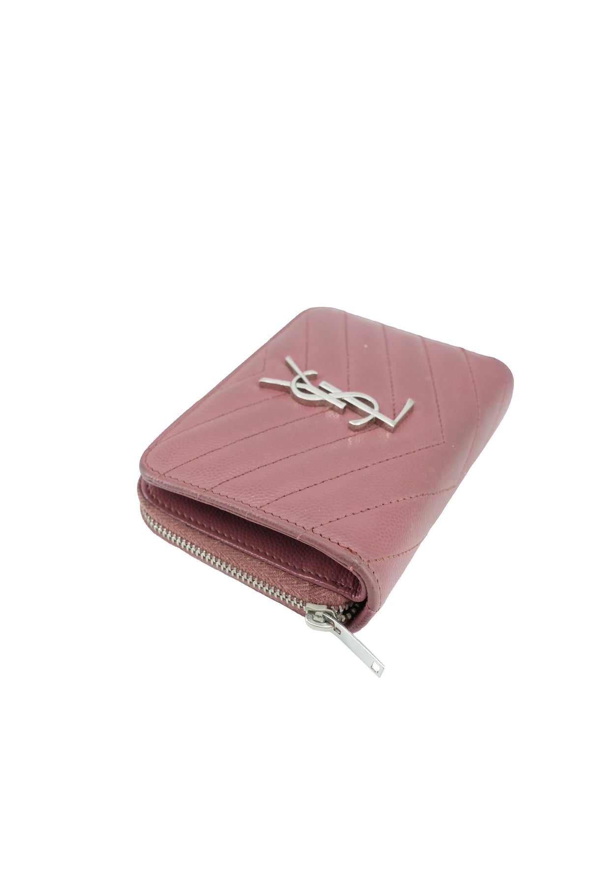 Saint Laurent pink quilted Cassandre compact wallet 0617