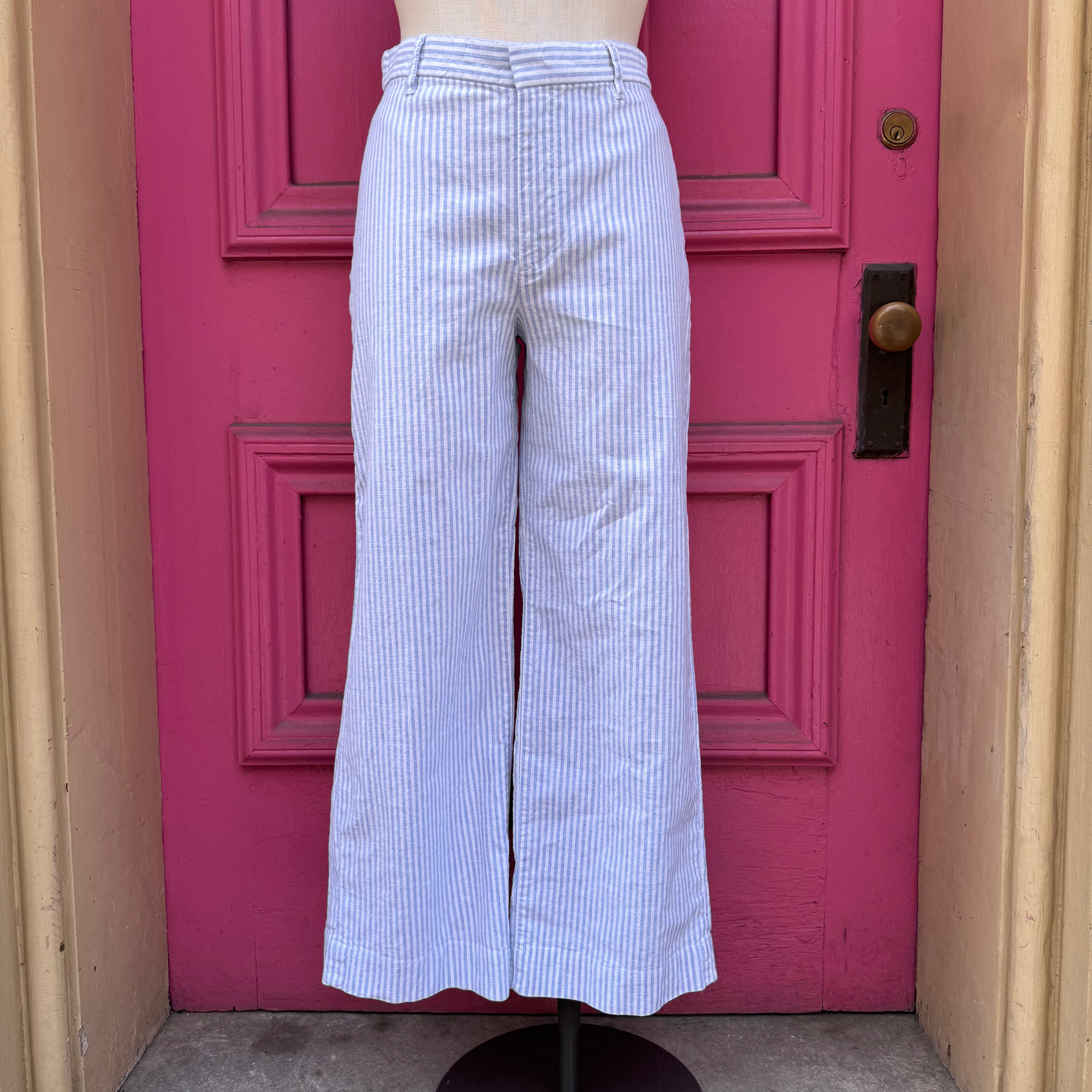 Frank & Eileen blue white striped pants size 4
