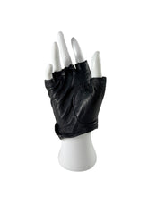 Chanel black leather fingerless chain gloves size 7