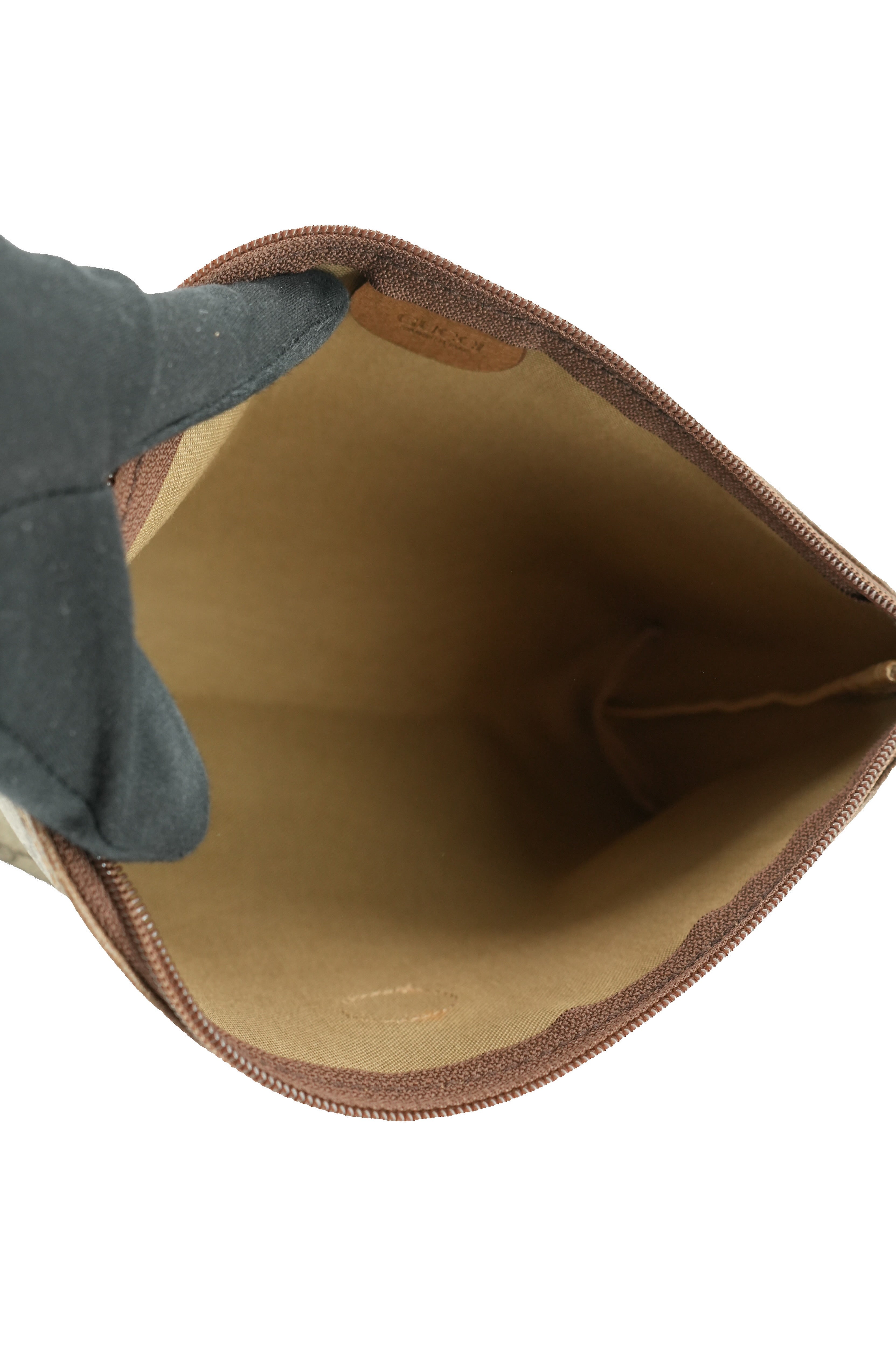 Gucci brown vintage zip pouch 014-115-6088
