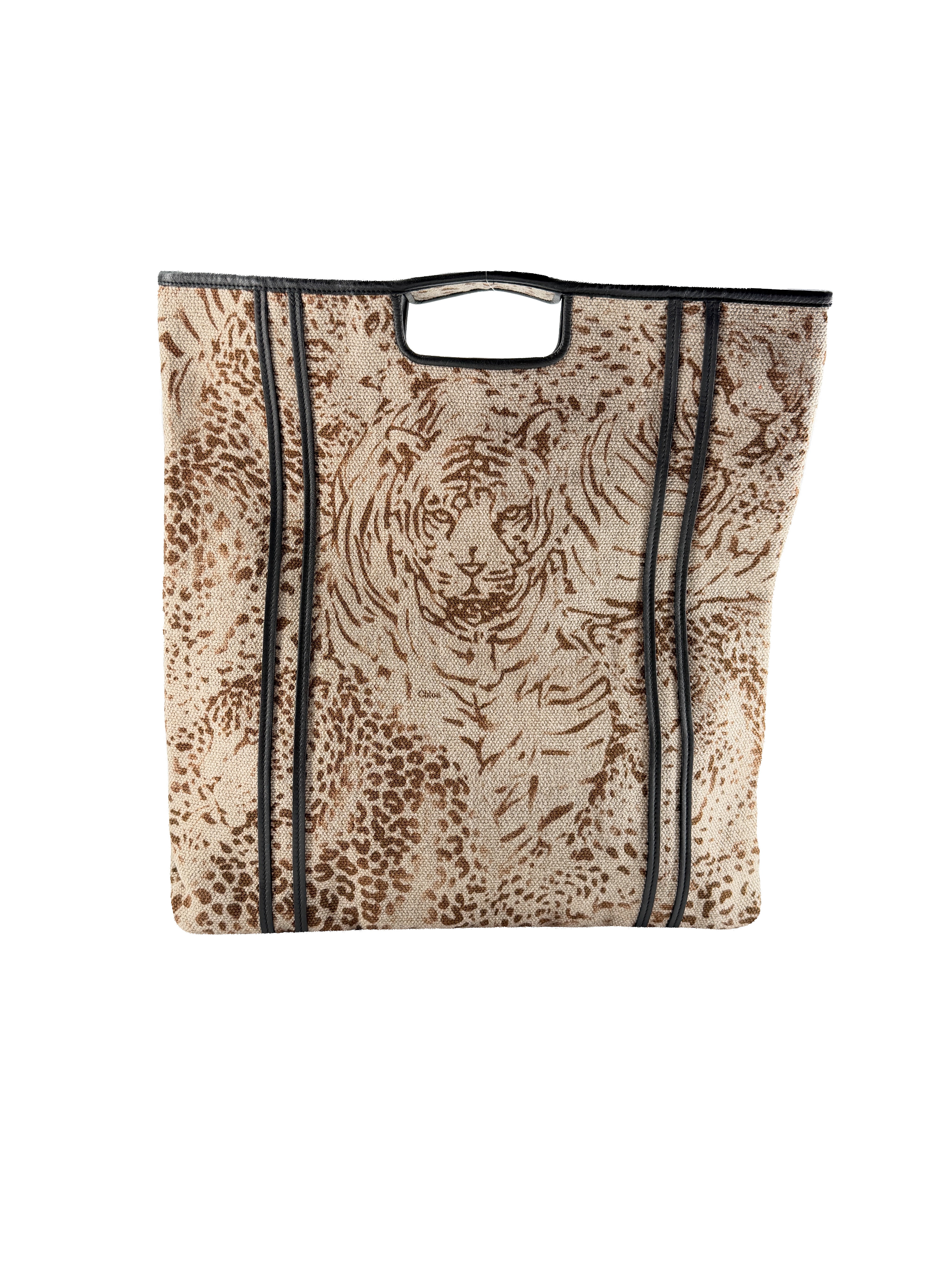Chloe Vick Medium Tiger & Leopard Print Canvas Tote Bag 01-11-50