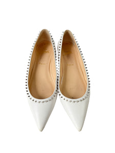 Christian Louboutin white studded Anjalina flat size 39.5 BOX