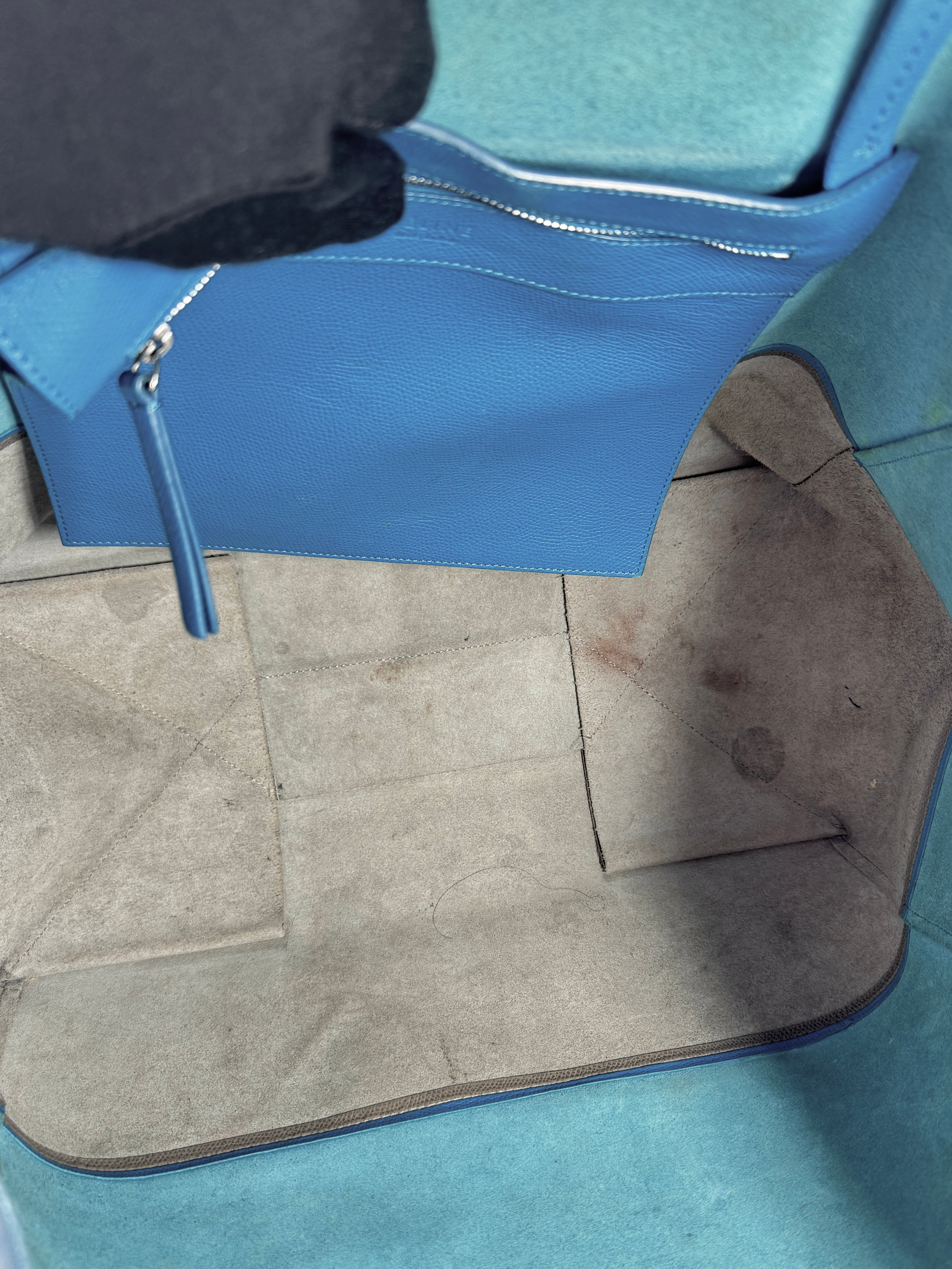 Celine blue/taupe horizontal Cabas tote