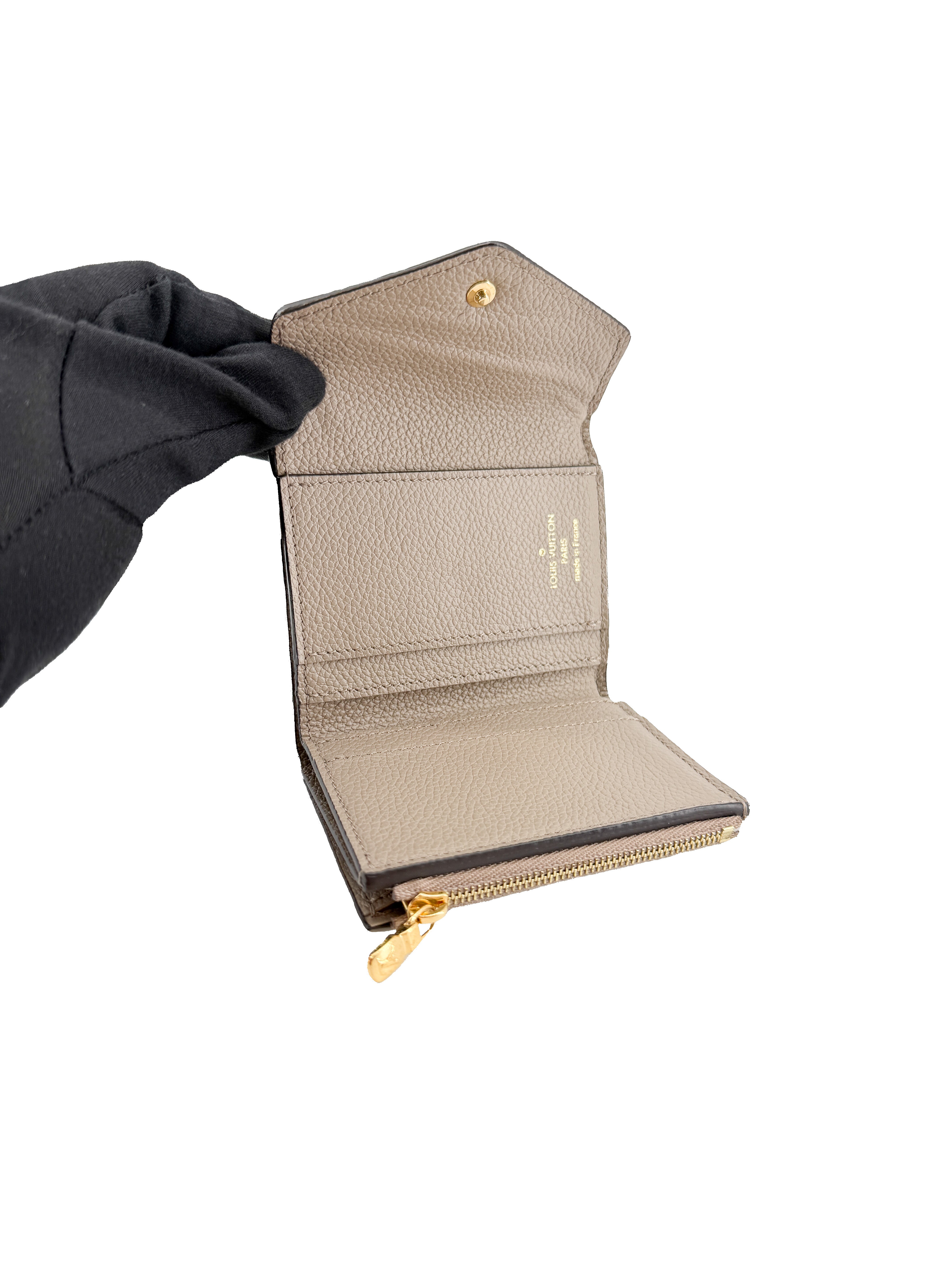 Louis Vuitton taupe empreinte Zoe compact wallet NFC
