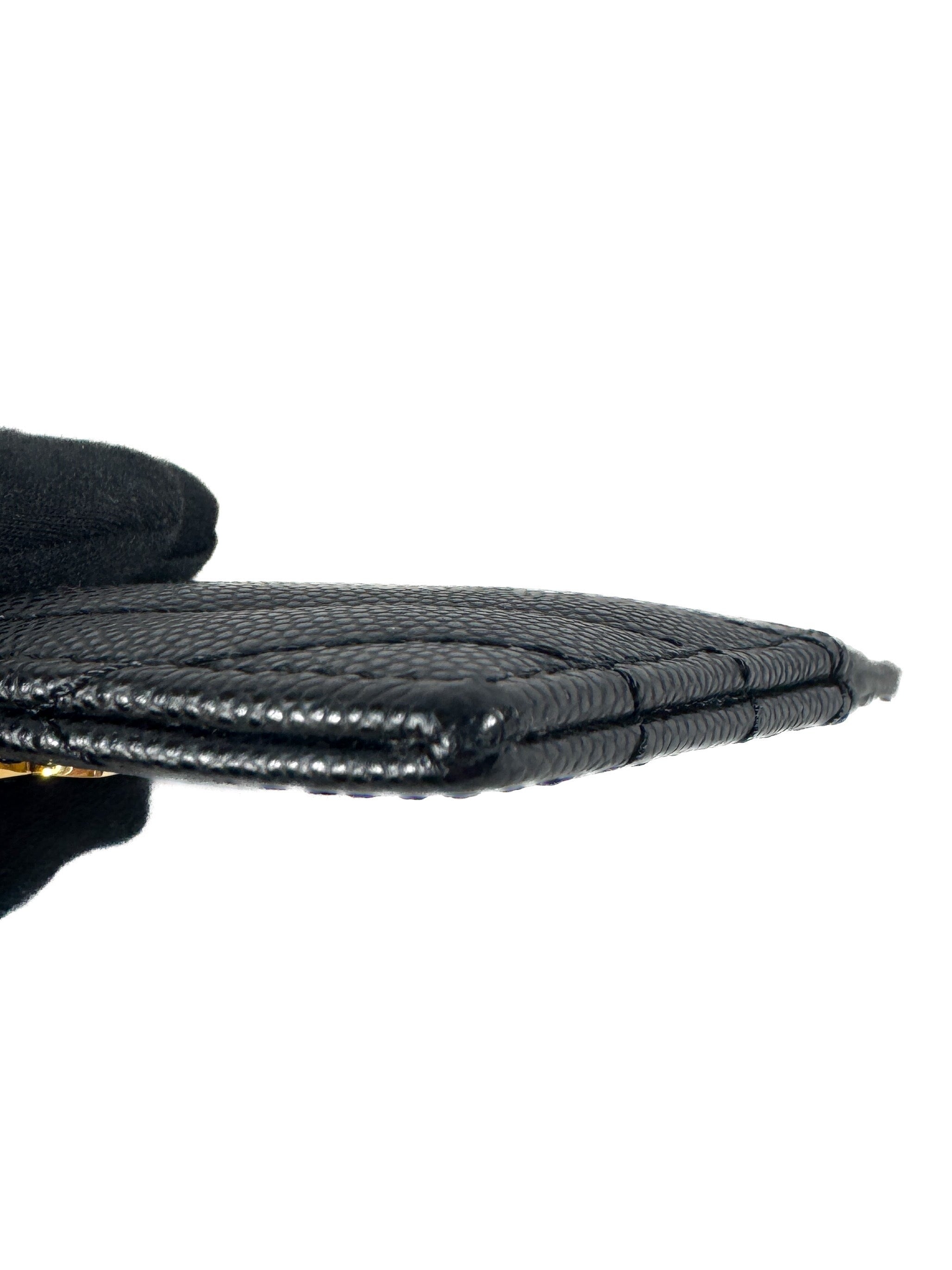 Saint Laurent black Cassandre grain de poudre leather card case 2ME423291-0323