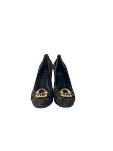 Fendi Zucca jacquard wedges size 40 (10) NEW BOX