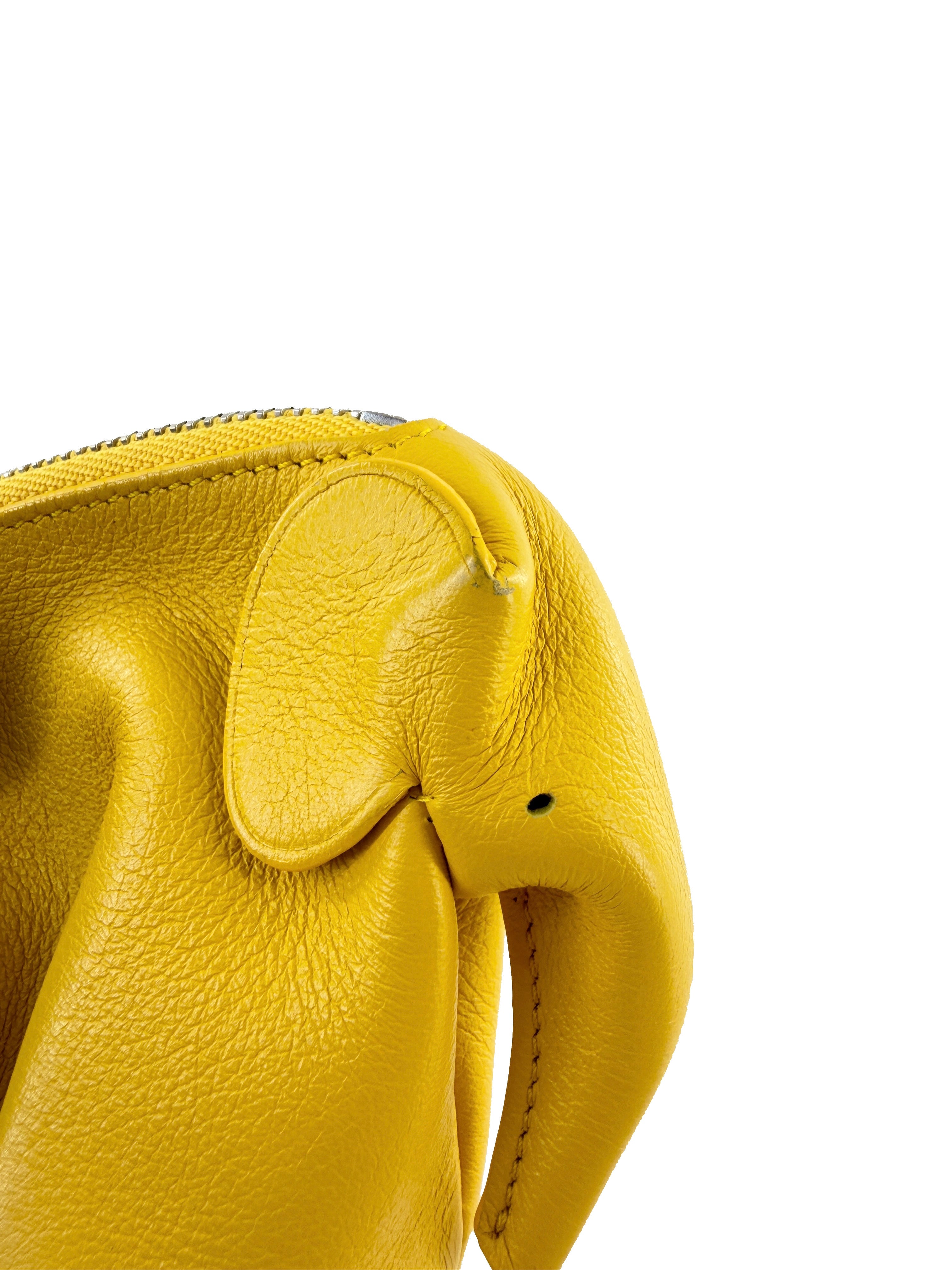 Loewe yellow leather Elephant zip pouch 101605