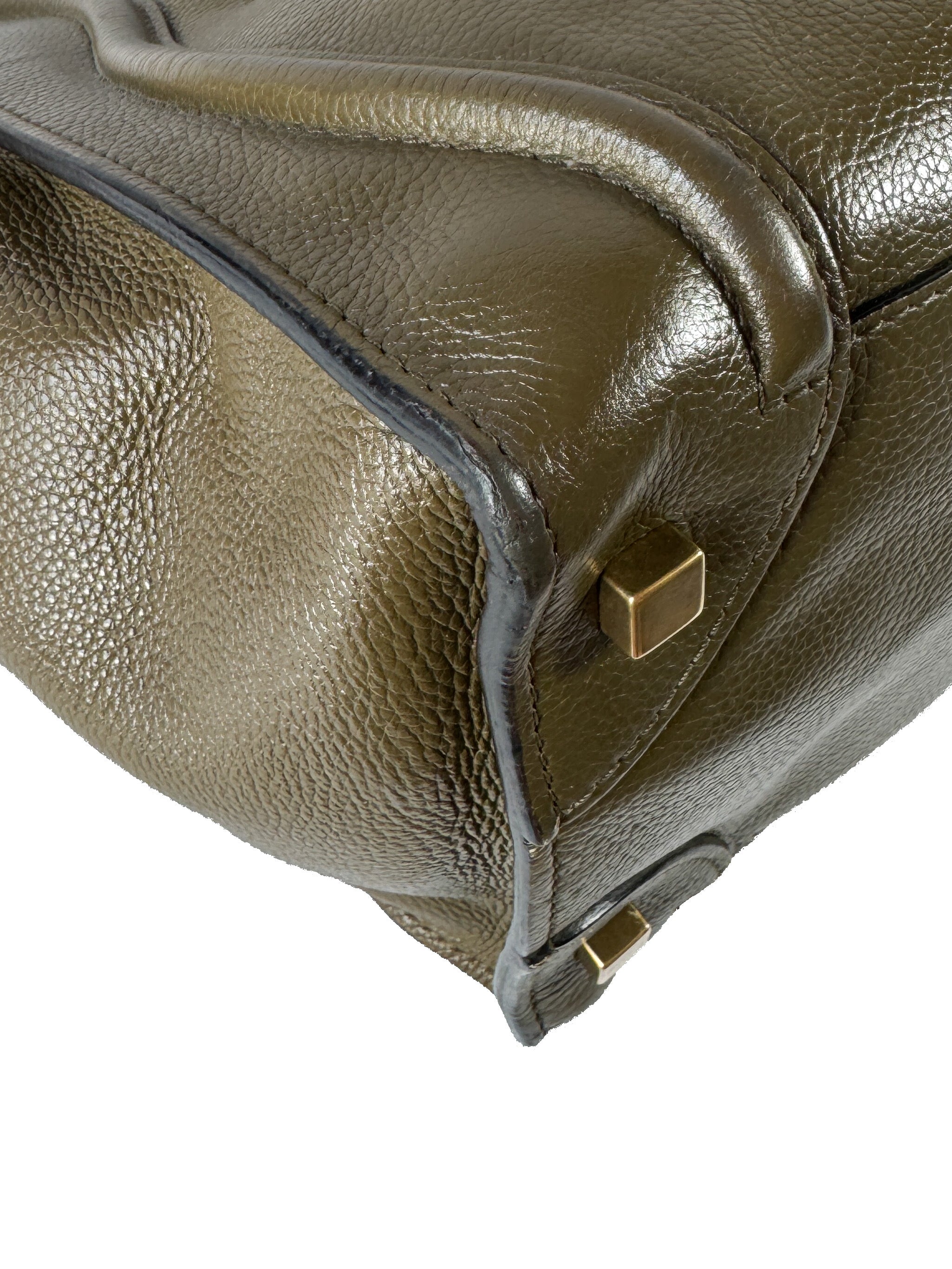 Celine olive leather mini luggage tote S-PA-1121