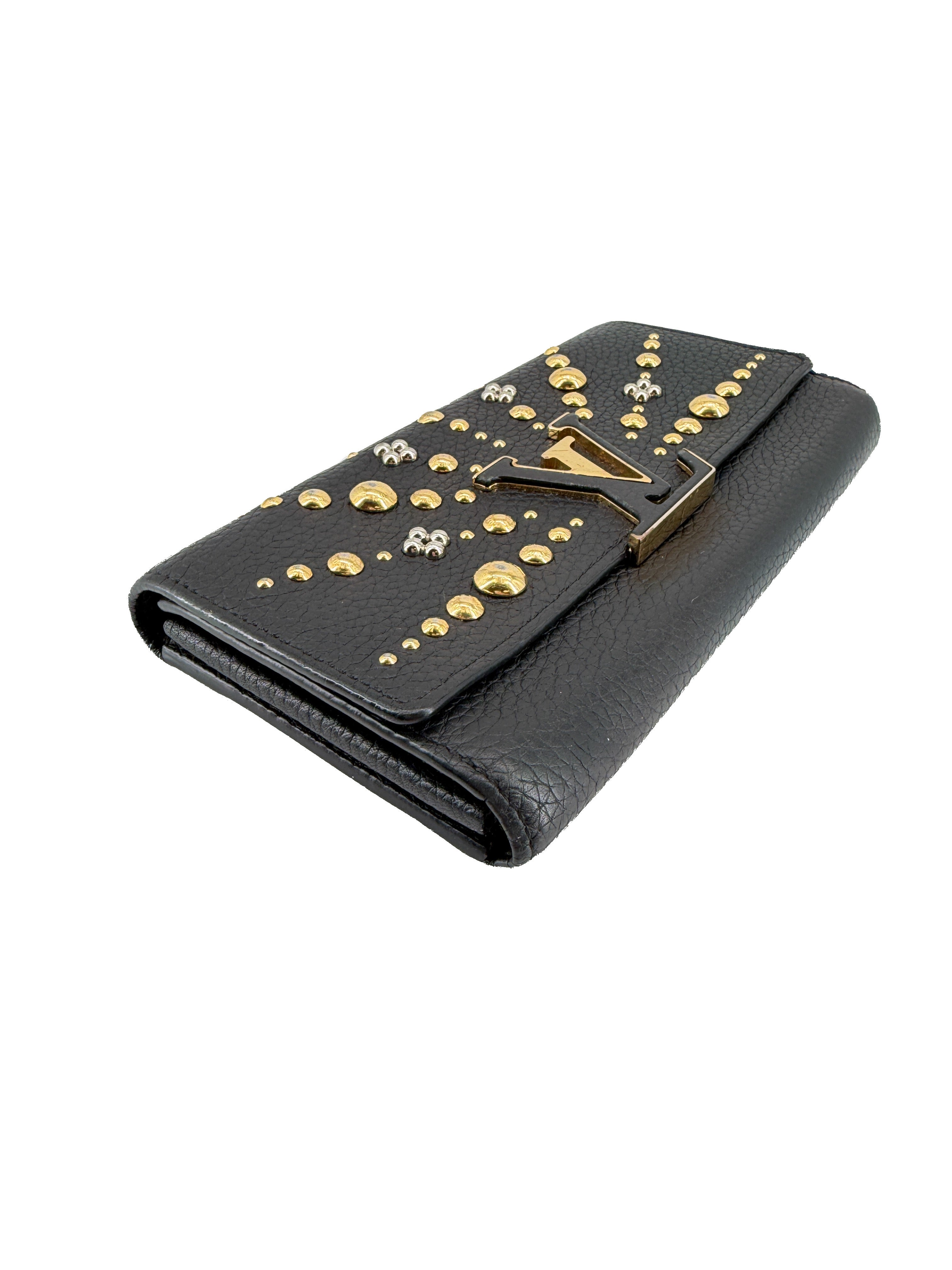 Louis Vuitton Taurillon Studded Sol Capucines Wallet Black MI4128